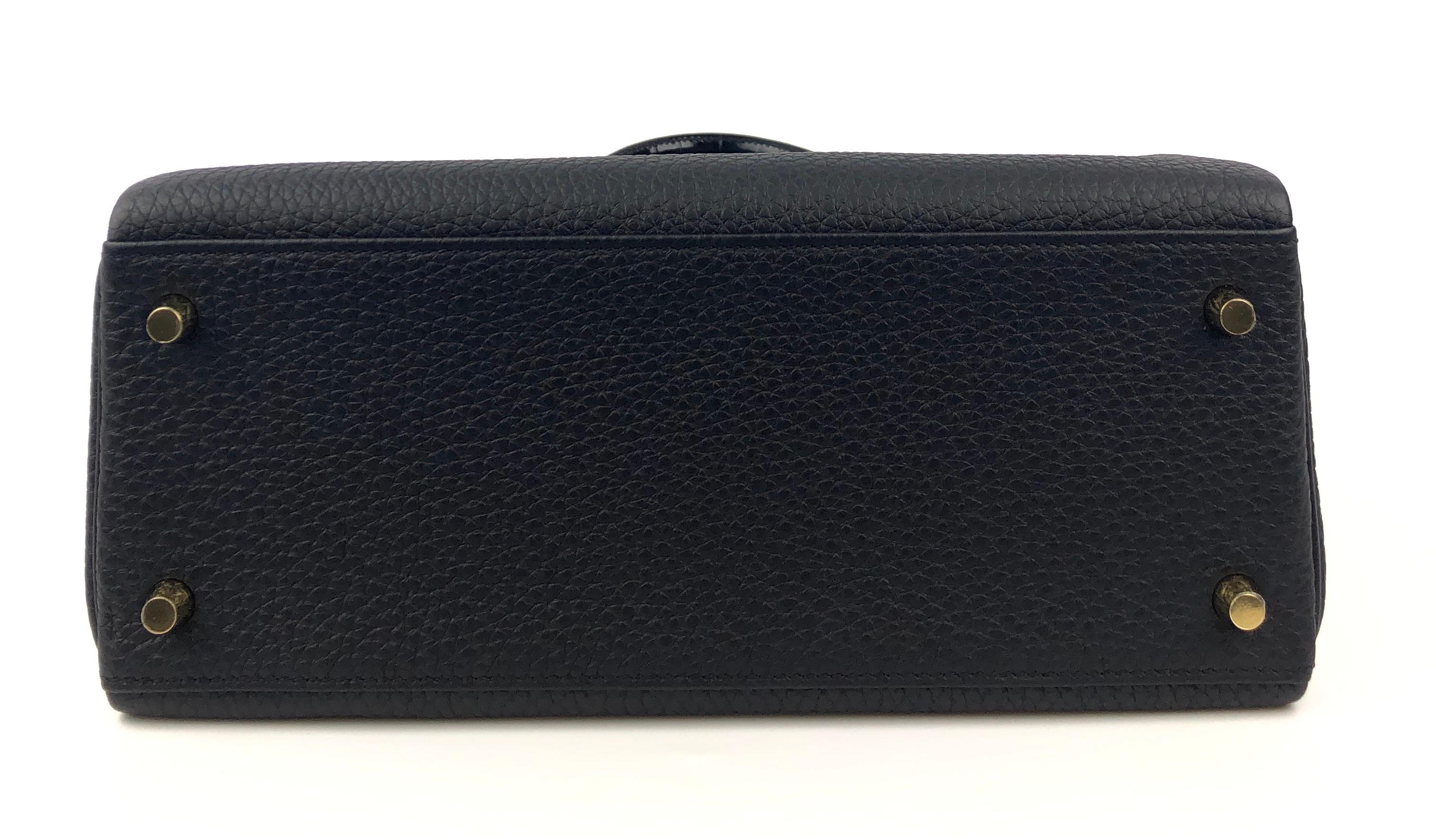 New Hermes Kelly 28 Touch Black Leather and Crocodile Gold Hardware ...