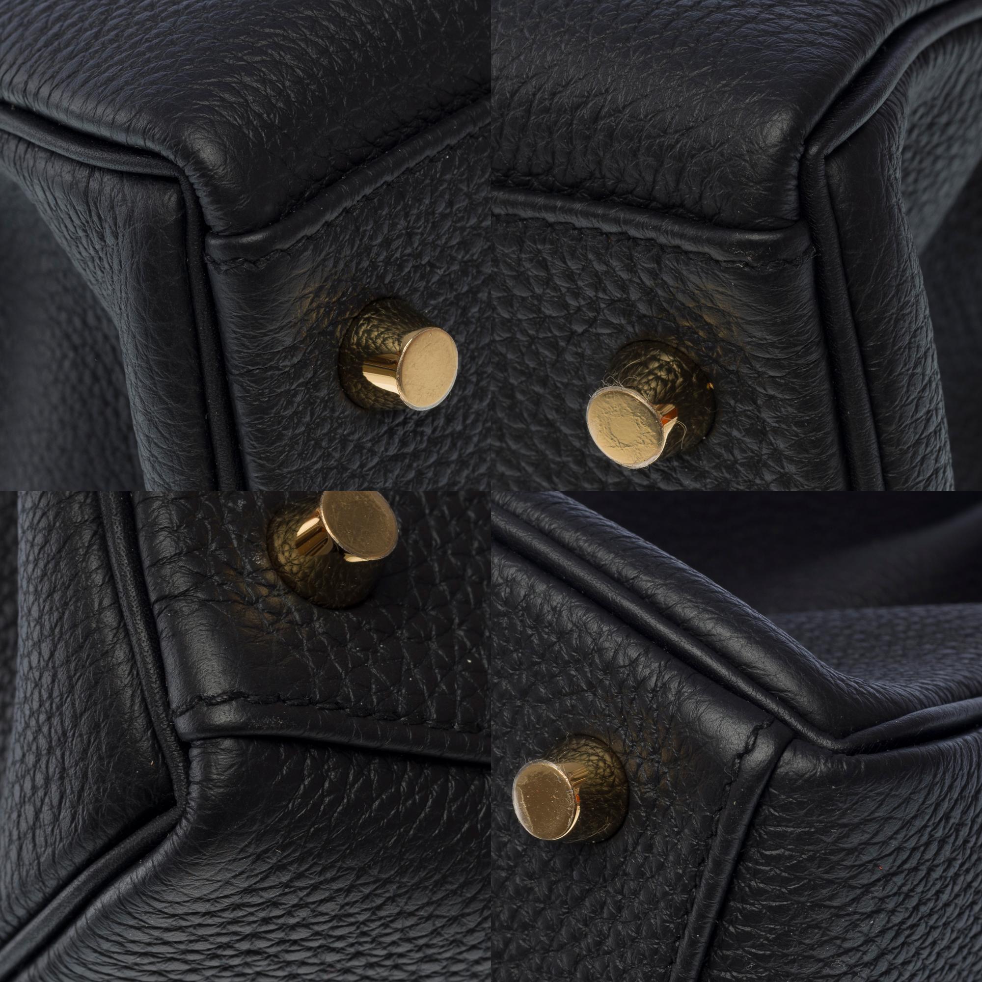 New Hermès Kelly 32 retourne handbag strap in Black Togo leather, GHW 8