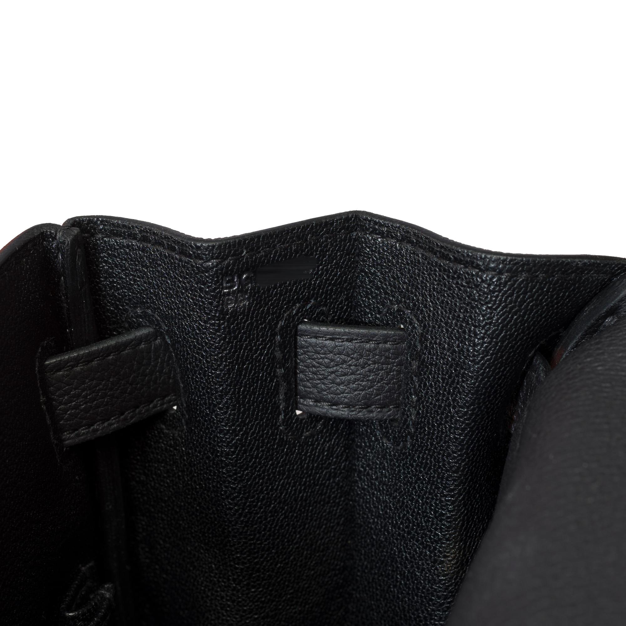New Hermès Kelly 32 retourne handbag strap in Black Togo leather, GHW 4