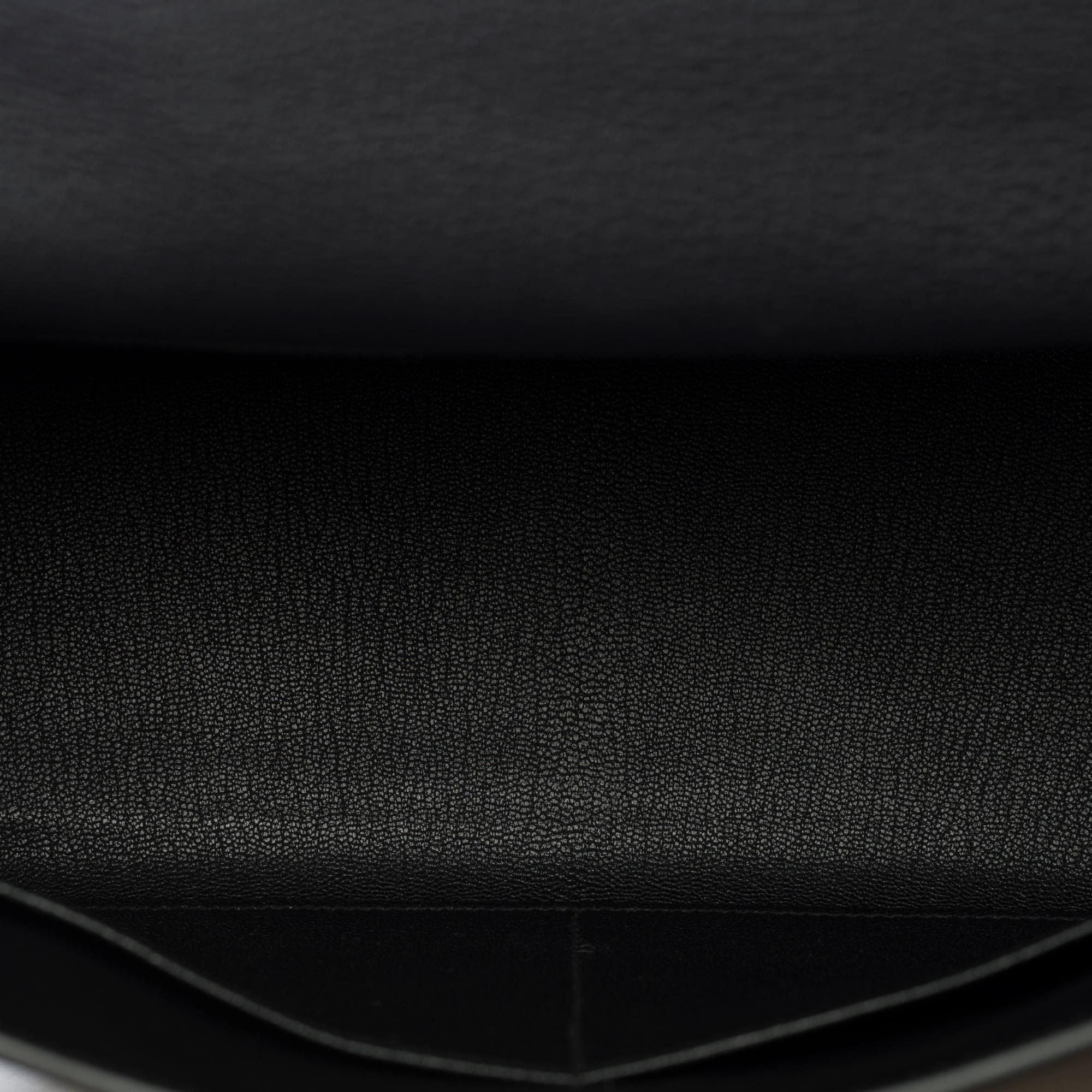 New Hermès Kelly 32 retourne handbag strap in Black Togo leather, GHW 5