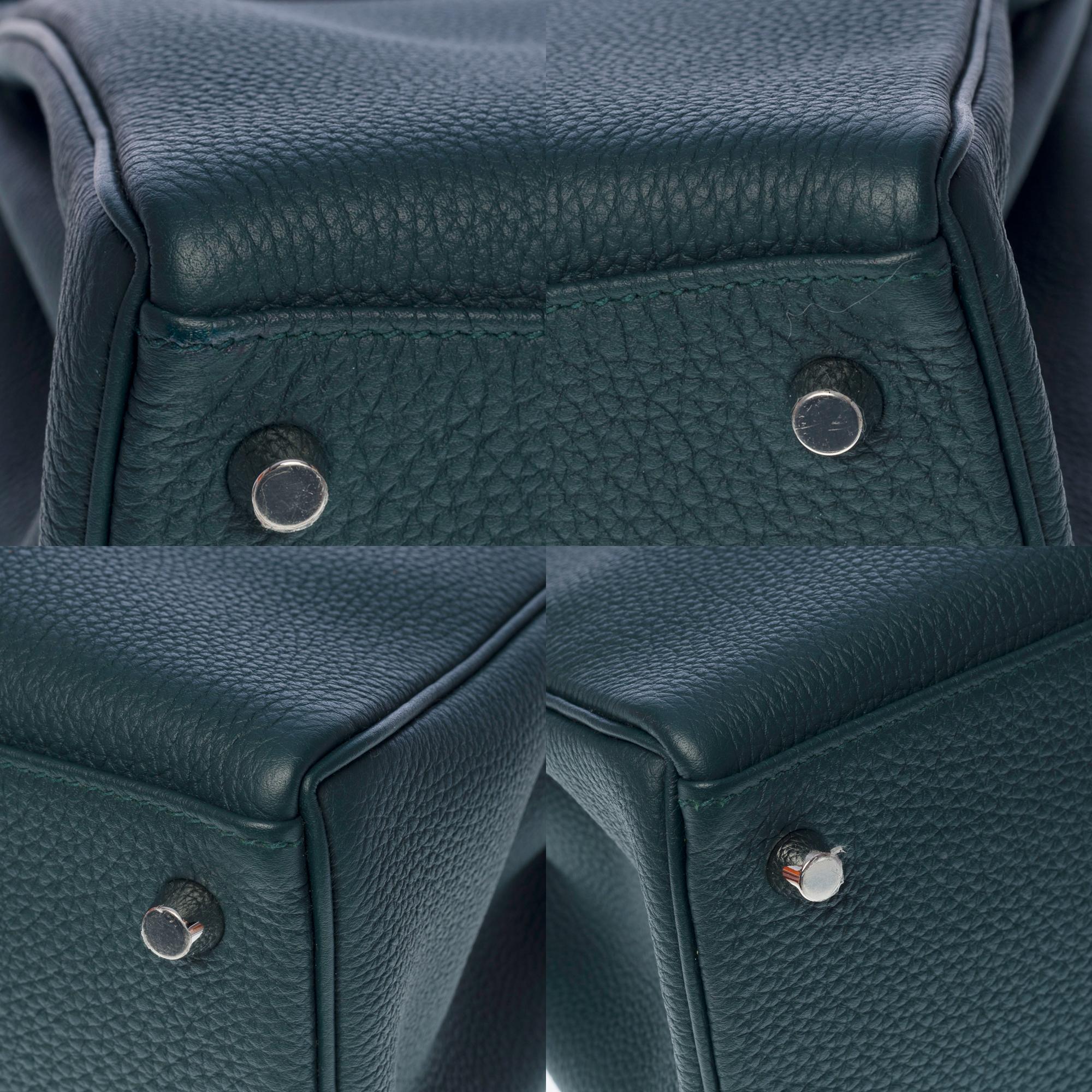 New Hermès Kelly 32 retourne handbag strap in Green Cypres Togo leather, SHW 7