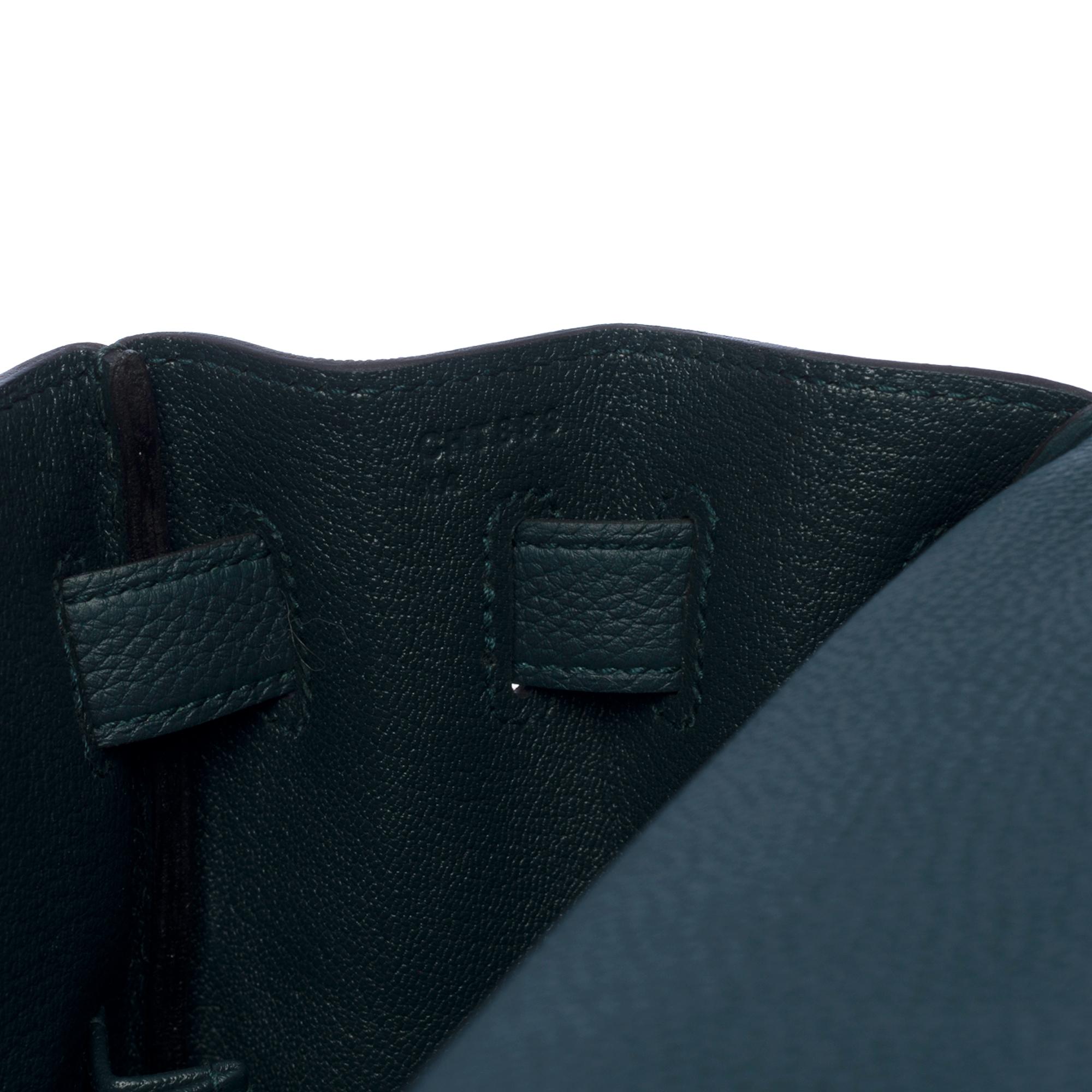 New Hermès Kelly 32 retourne handbag strap in Green Cypres Togo leather, SHW 3