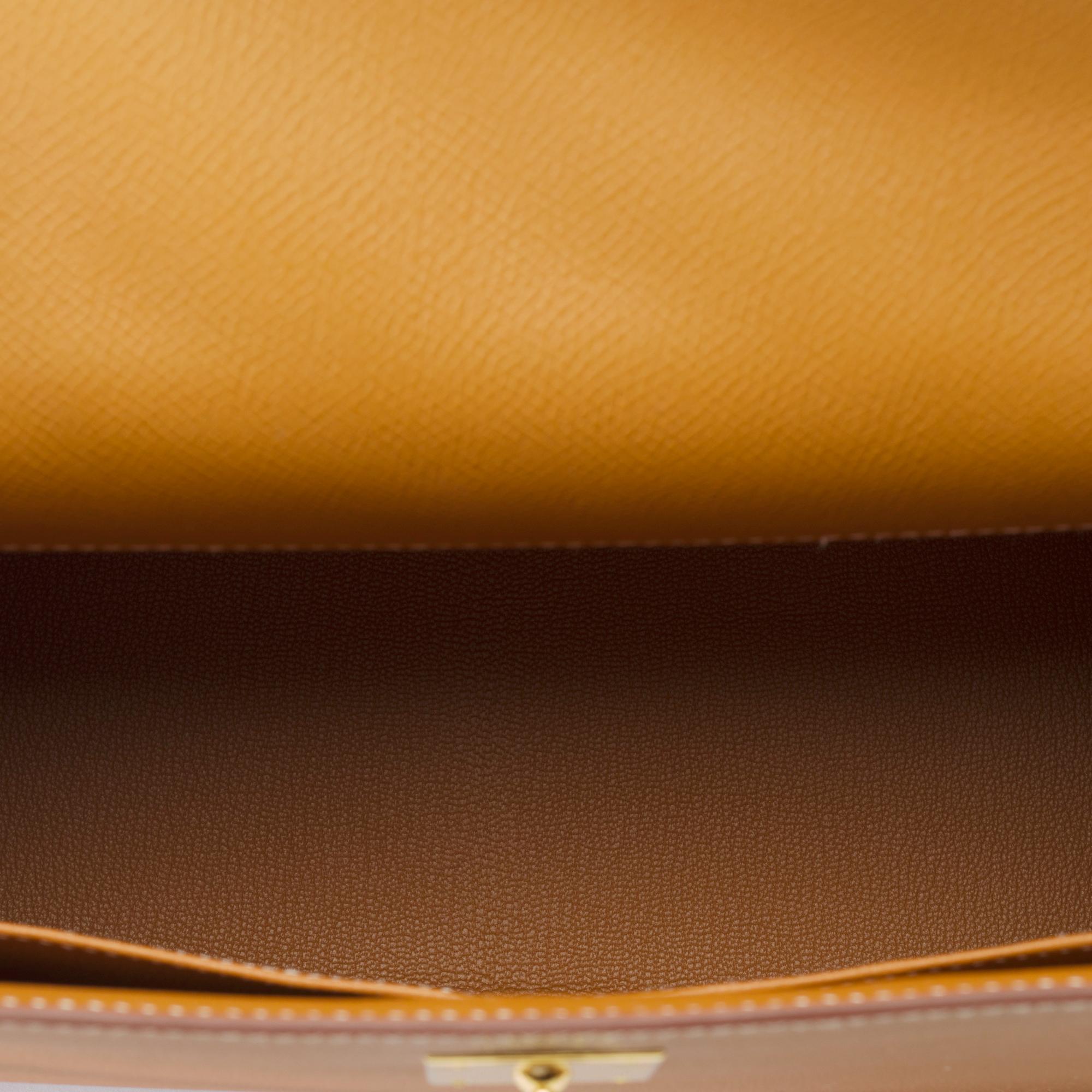 New Hermès Kelly 32 sellier handbag strap in Camel Epsom calf leather, GHW For Sale 5