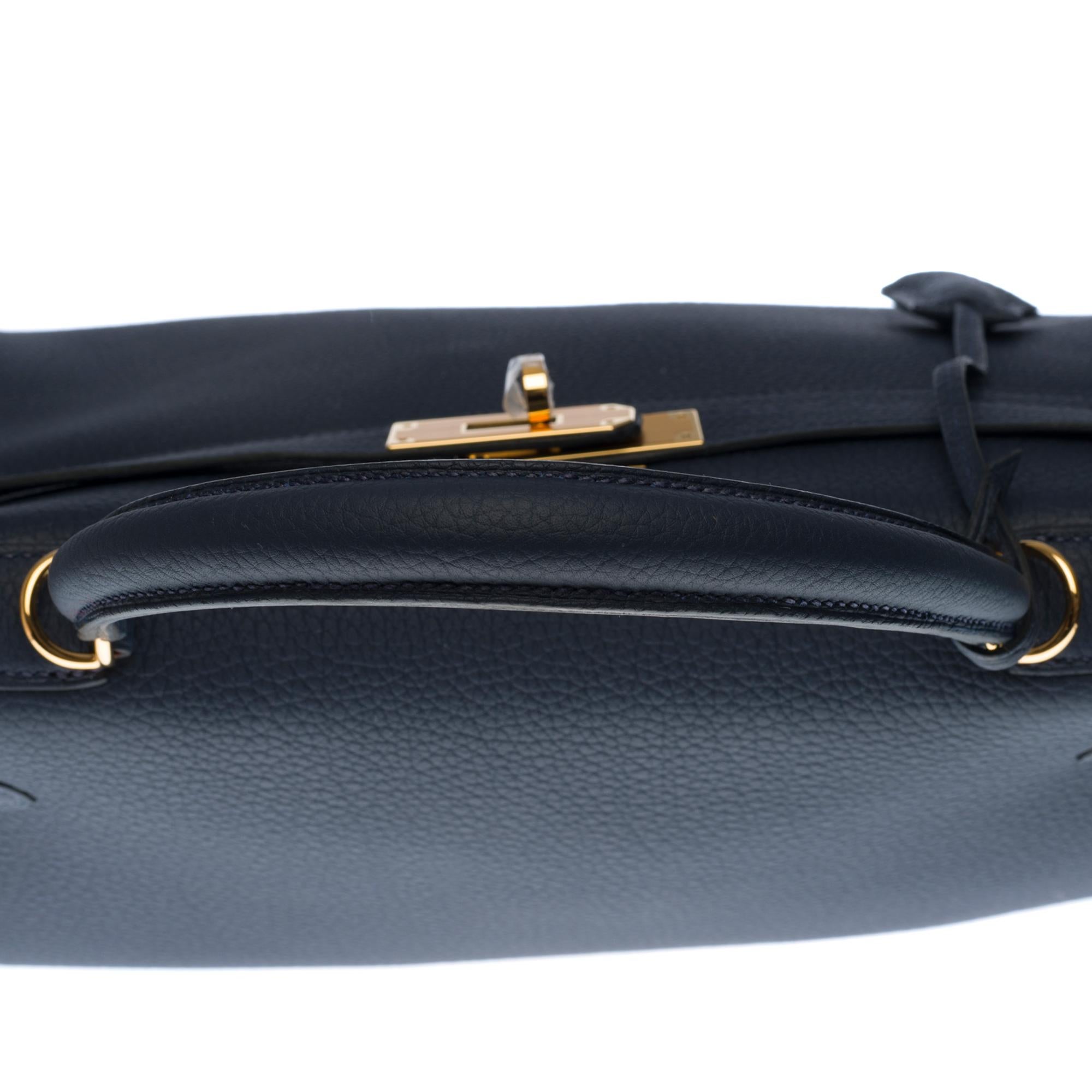 NEW- Hermès Kelly 32cm handbag with strap in bleu nuit togo leather, GHW 4
