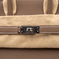 New Hermes Kelly Birkin 25 Togo Etoupe Palladium Hardware