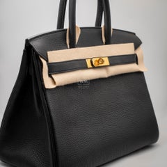 New Hermes Kelly Birkin 30 Togo Black Gold Hardware