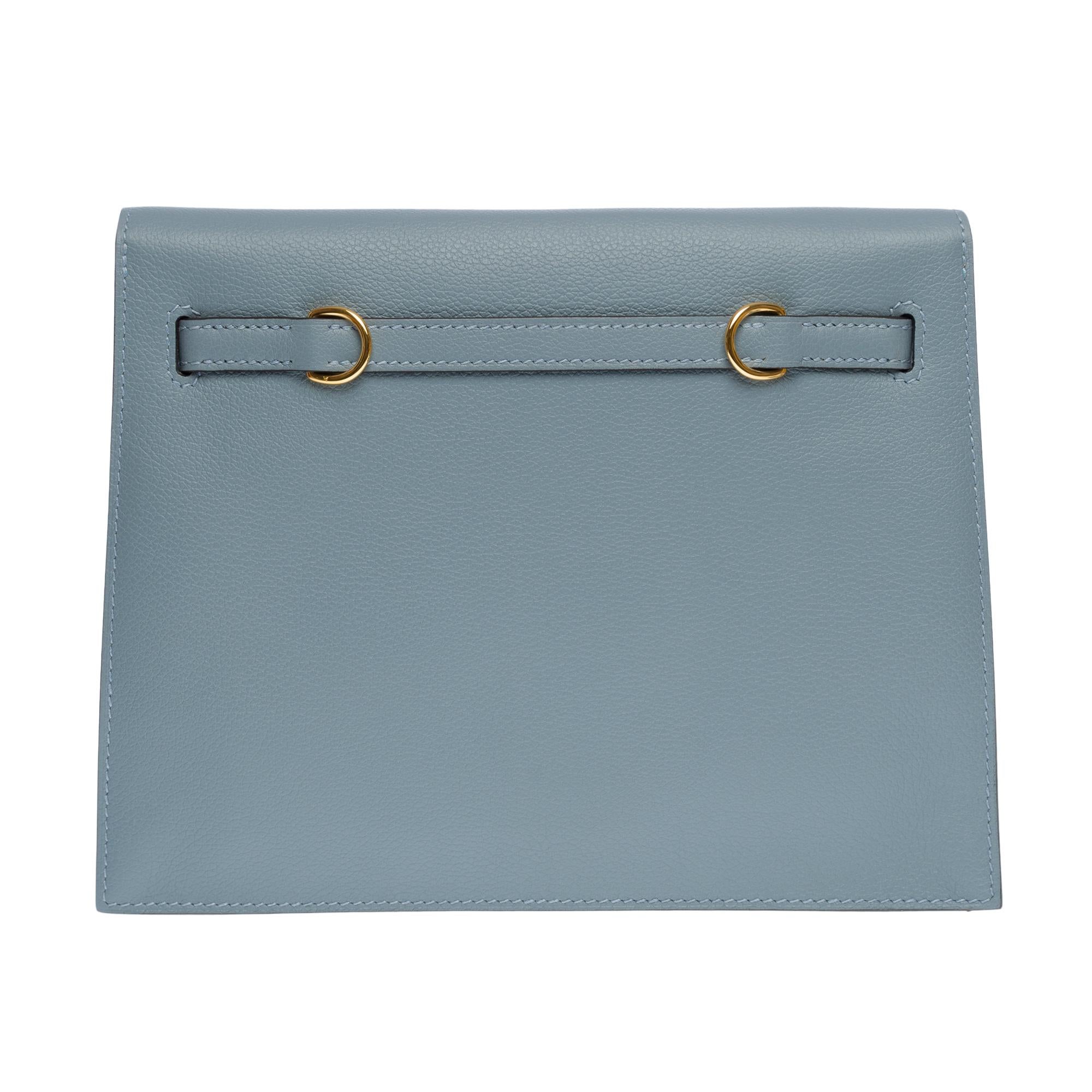New Hermes Kelly Danse Belt-Pouch in Blue lin Evercolor leather, GHW In New Condition In Paris, IDF
