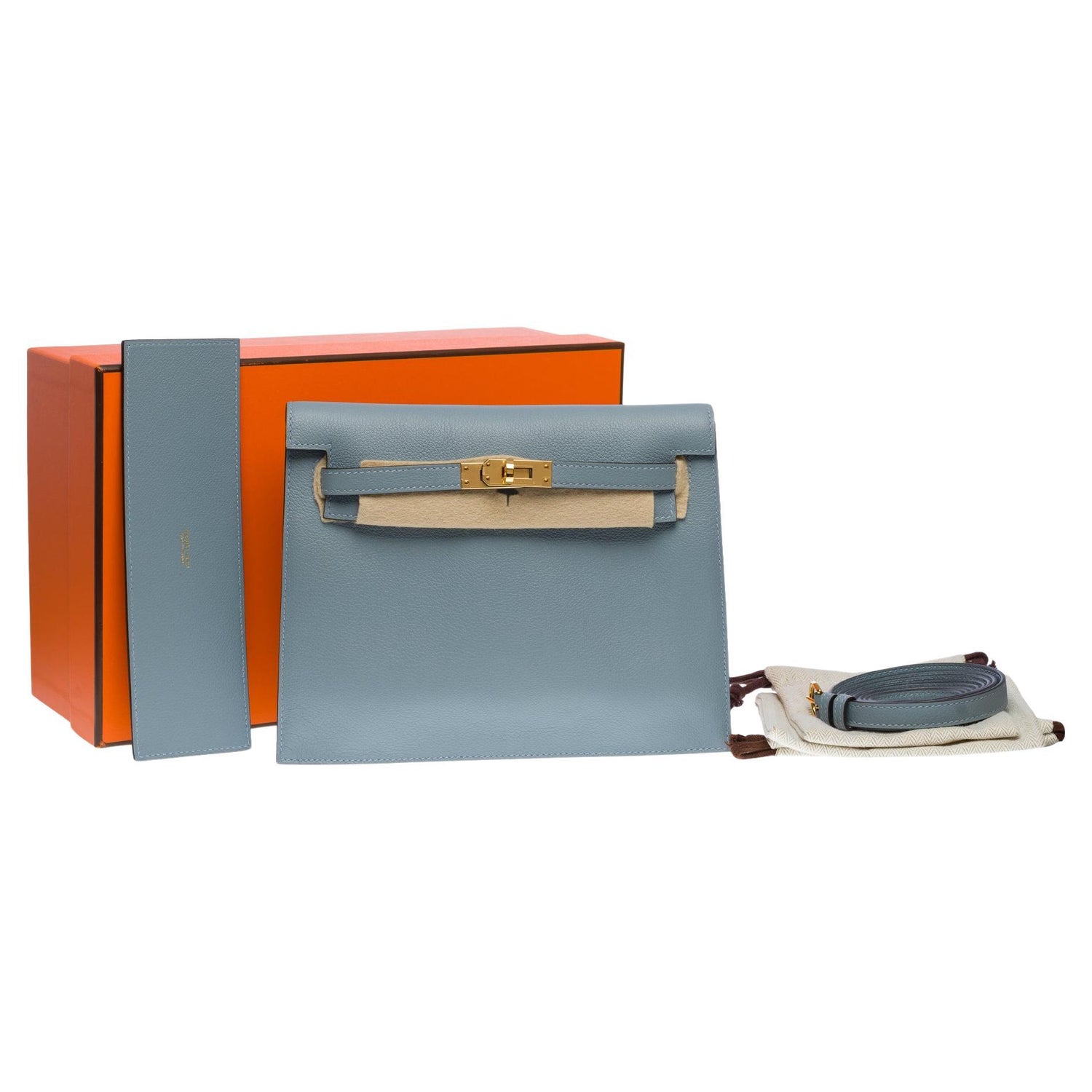 Hermes Limited Edition Mini Kelly 20 Sellier Verso Vert Rousseau Blue Paon  Alligator Bag Permabrass in 2023