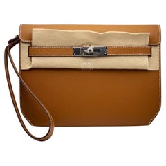 New Hermes Kelly Depeches 25 Pouch Palaldium Hardware