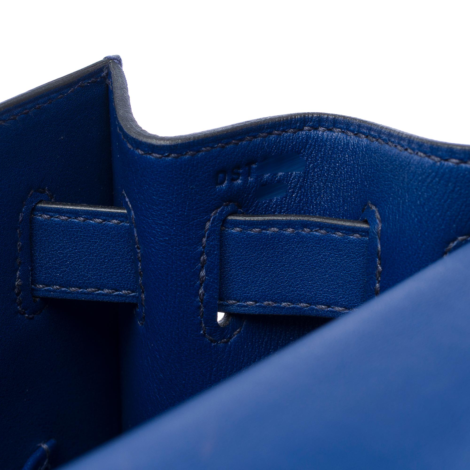 New Hermès Kelly Limited Edition 32 Noir (Black)/Bleu Saphir Berline  , PHW For Sale 4