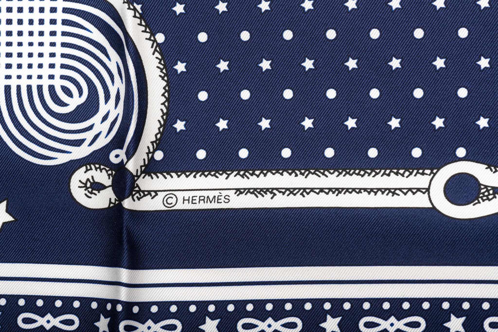 Black New Hermes Limited Edition Blue Bandana Brandebourg Scarf