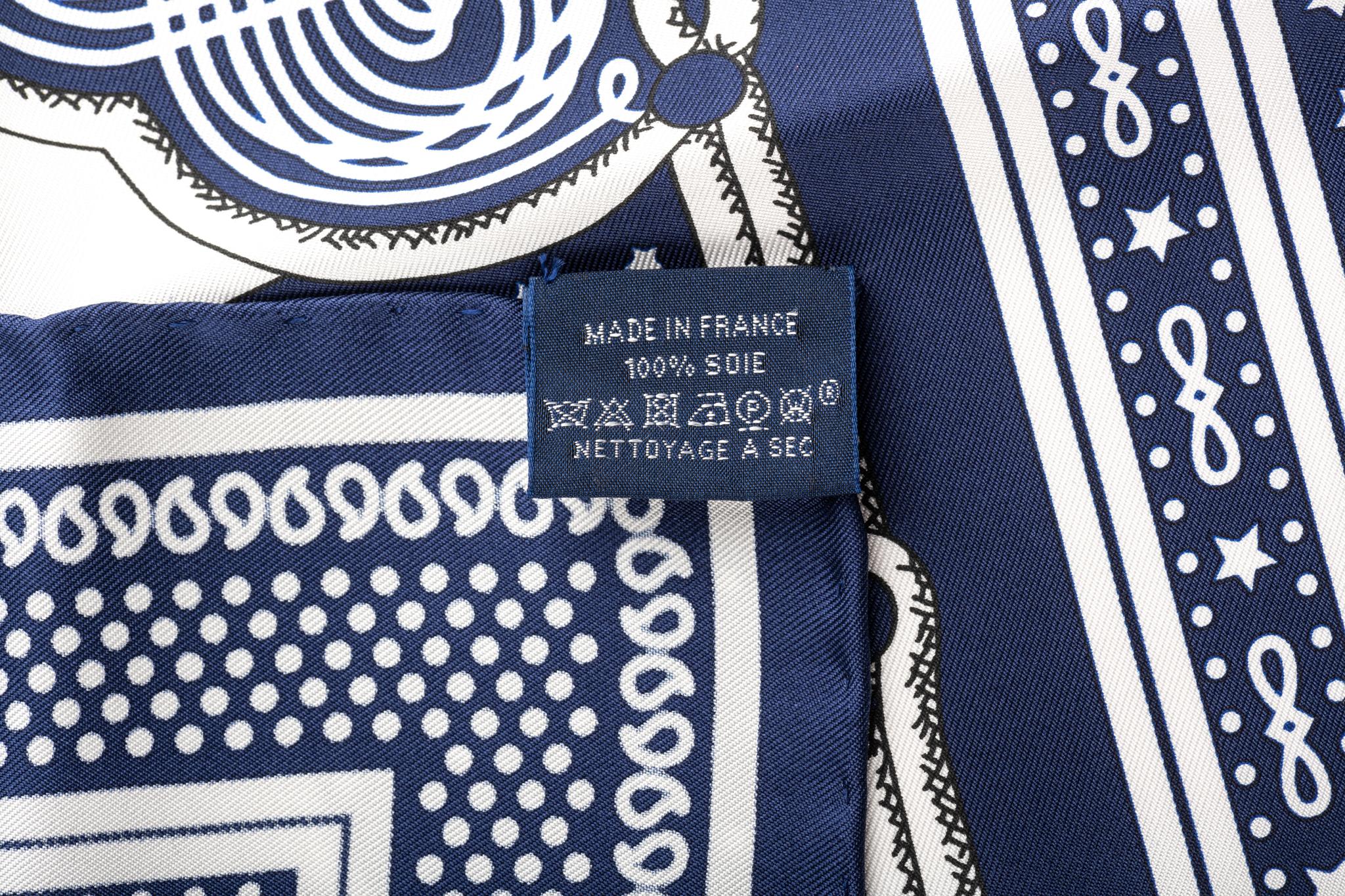 Women's New Hermes Limited Edition Blue Bandana Brandebourg Scarf