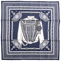 New Hermes Limited Edition Blue Bandana Brandebourg Scarf