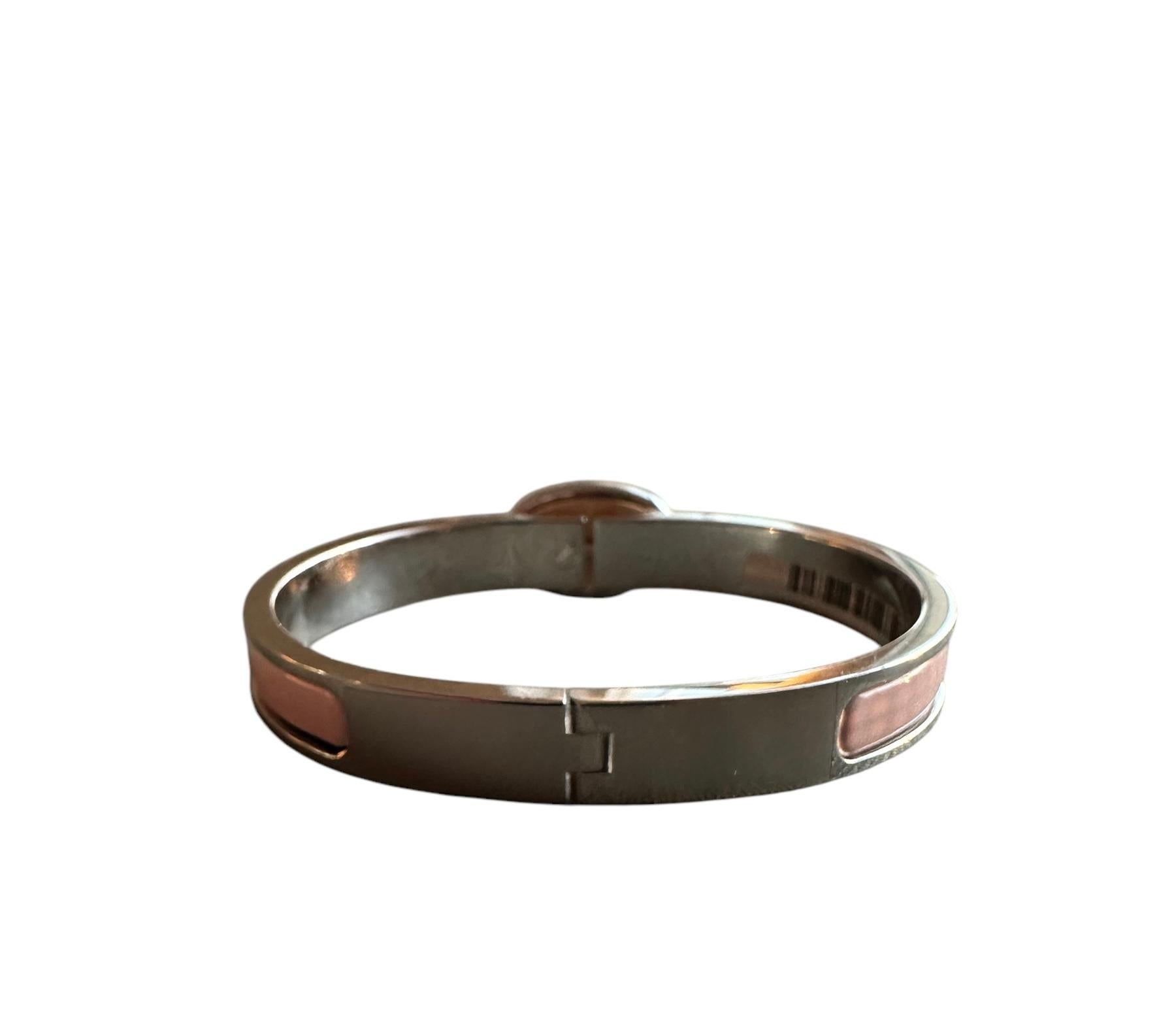 New Hermes Mini Clic H ROSE CANDEUR Chaine d’Ancre bracelet PM In New Condition For Sale In West Chester, PA