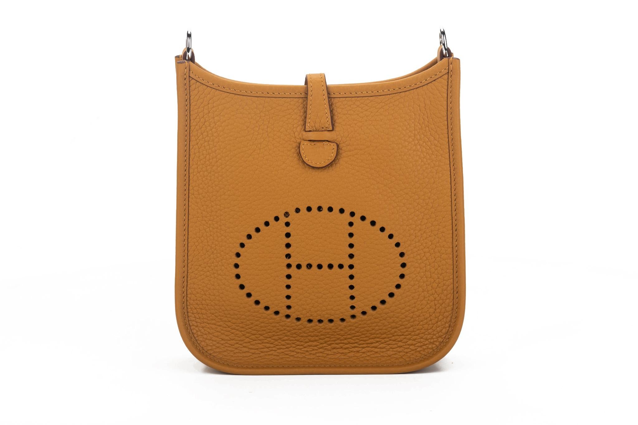 New Hermes Mini Evelyne Sesame Clemence Crossbody Bag in Box 2