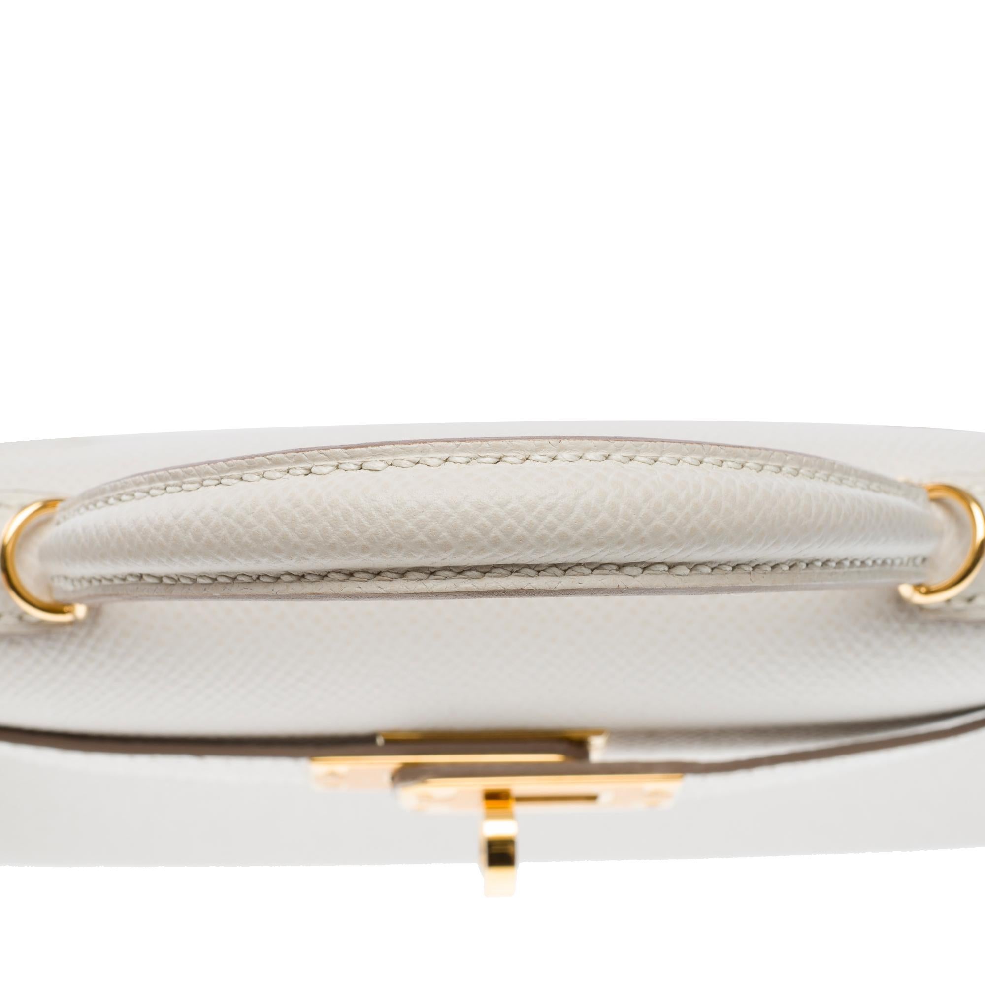 New Hermès Mini Kelly 20 handbag strap in Gris Pale Epsom leather , GHW 5