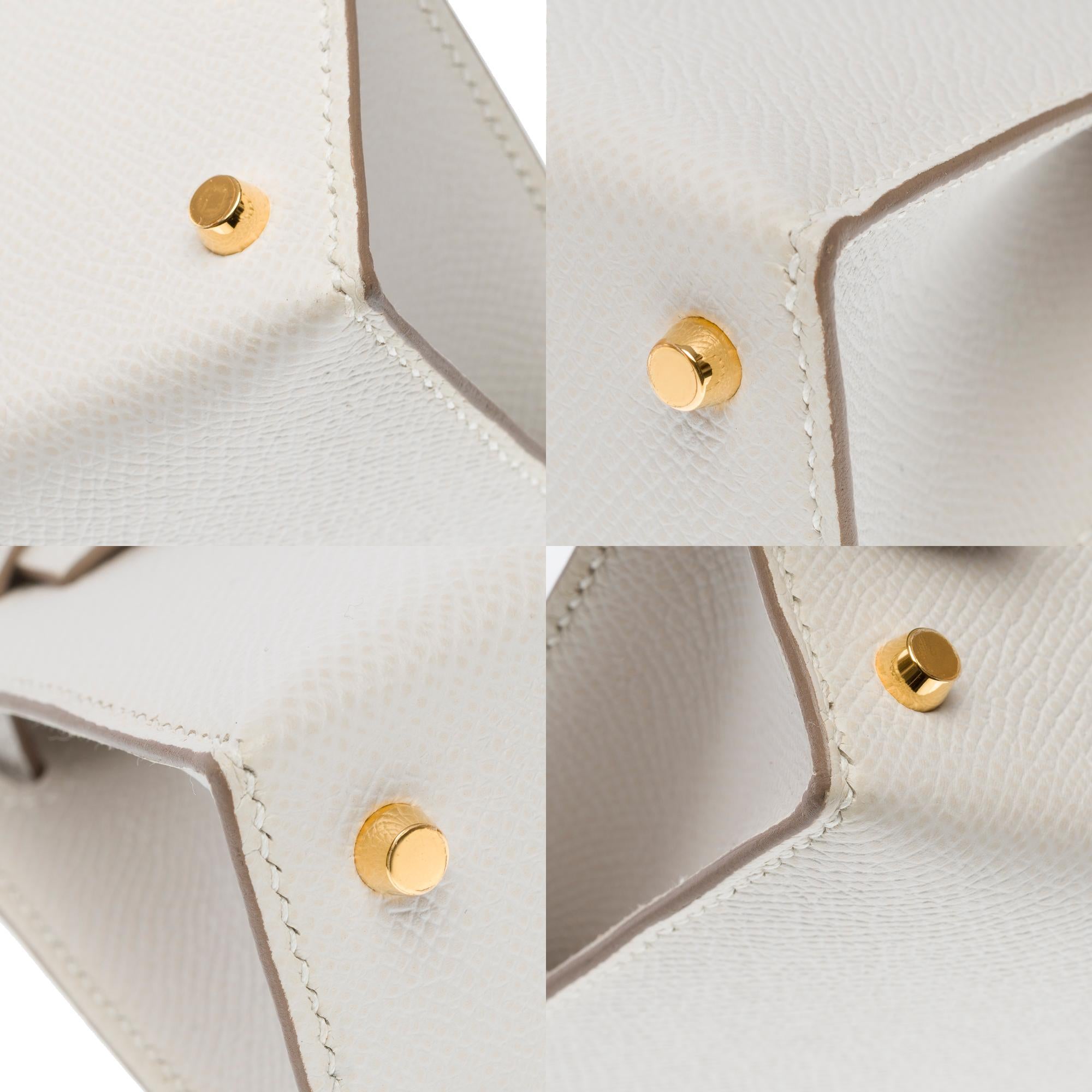 New Hermès Mini Kelly 20 handbag strap in Gris Pale Epsom leather , GHW 7