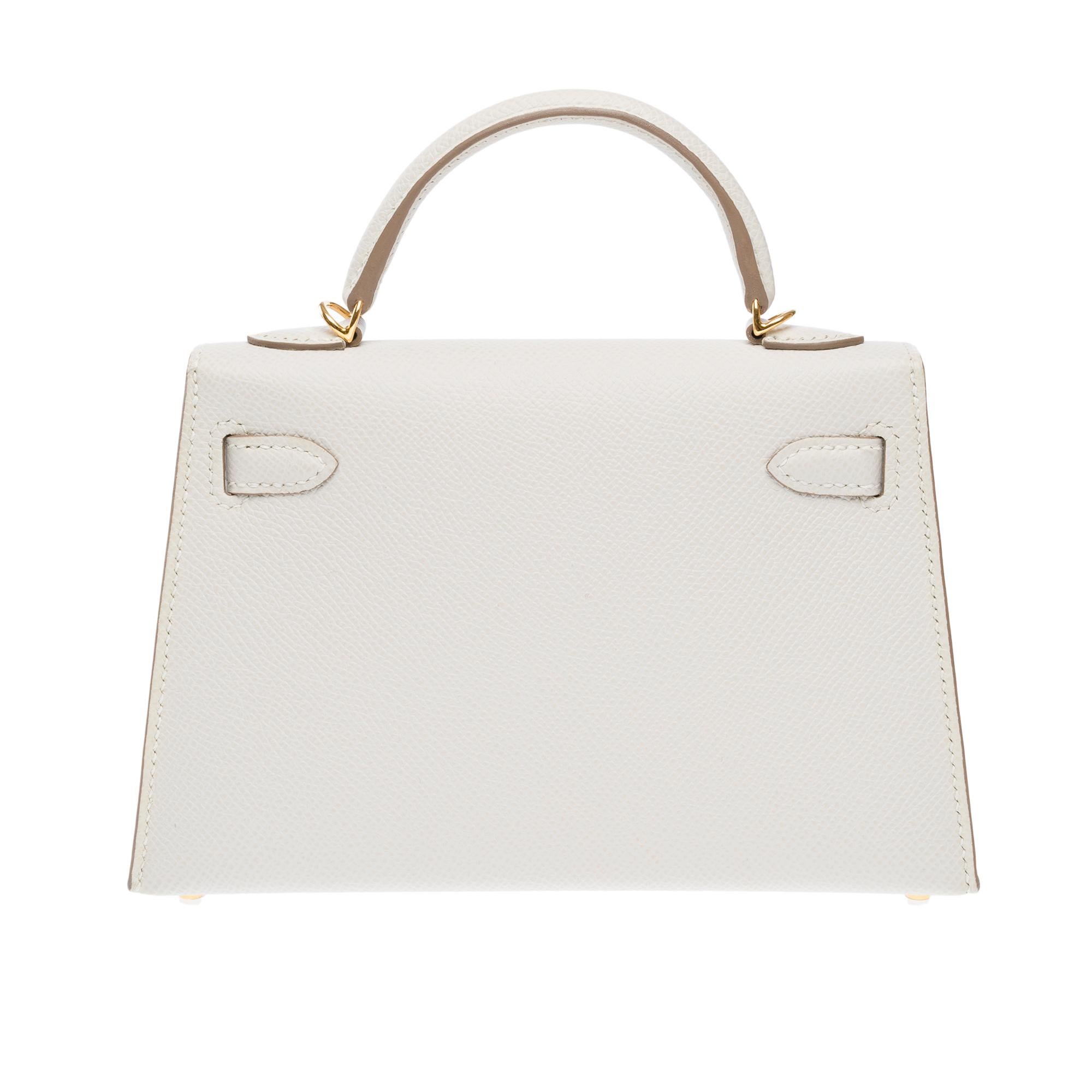 New Hermès Mini Kelly 20 handbag strap in Gris Pale Epsom leather , GHW In New Condition In Paris, IDF
