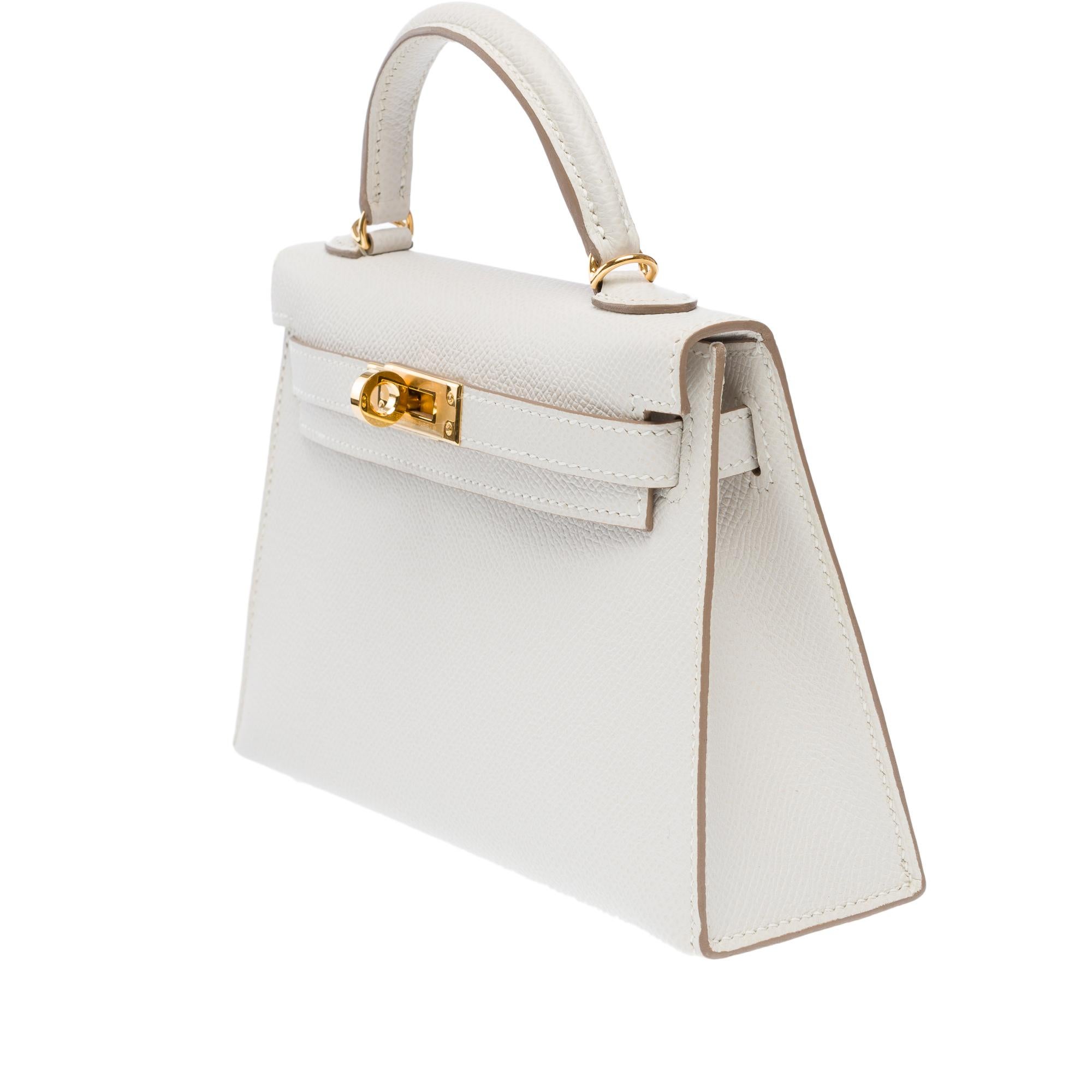 Women's New Hermès Mini Kelly 20 handbag strap in Gris Pale Epsom leather , GHW