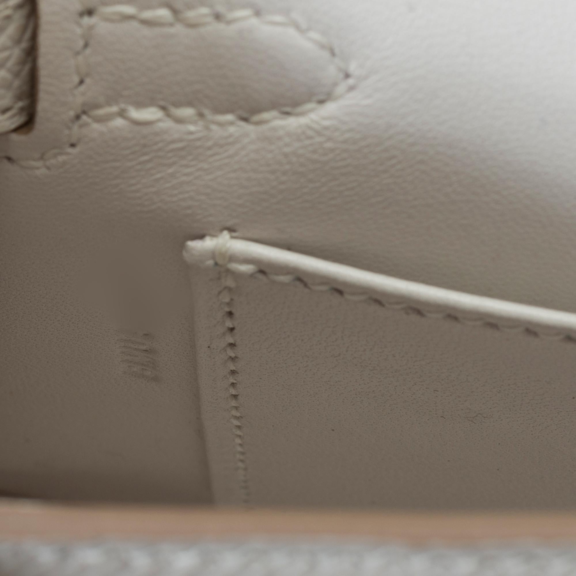 New Hermès Mini Kelly 20 handbag strap in Gris Pale Epsom leather , GHW 3