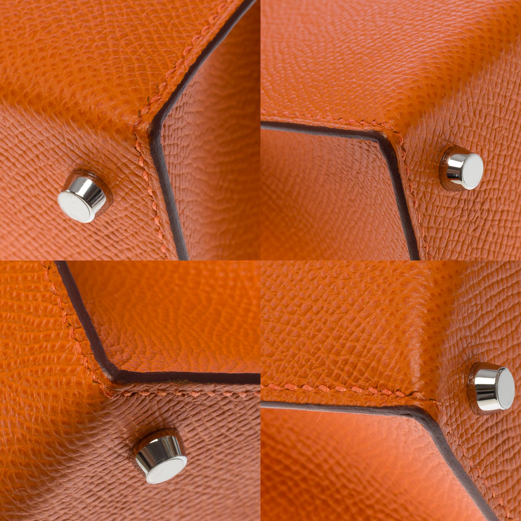 New Hermès Mini Kelly 20 handbag strap in Orange H Epsom Calf leather , PHW For Sale 7