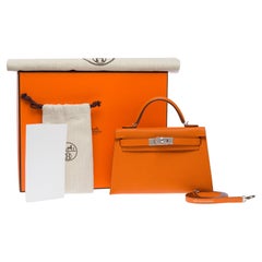 Nuova tracolla Hermès Mini Kelly 20 in pelle di vitello H Epsom arancione , PHW