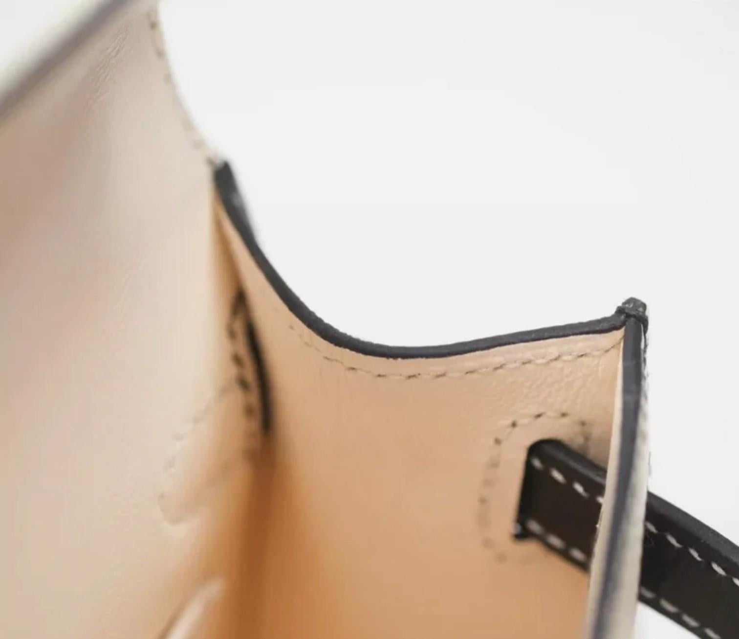 Nuovo Hermes Mini kelly 20 HSS Craie/Noir Nero Epsom Permabrass HW 2023 Completo in vendita 2