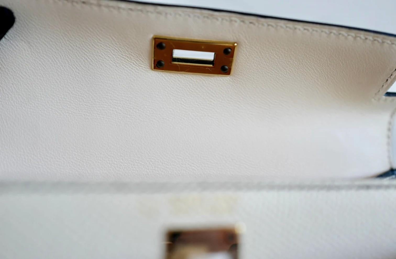 Nuovo Hermes Mini kelly 20 HSS Craie/Noir Nero Epsom Permabrass HW 2023 Completo in vendita 3