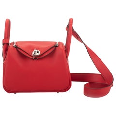 New Hermes Mini Lindy Rouge De Coeur Swift Bag