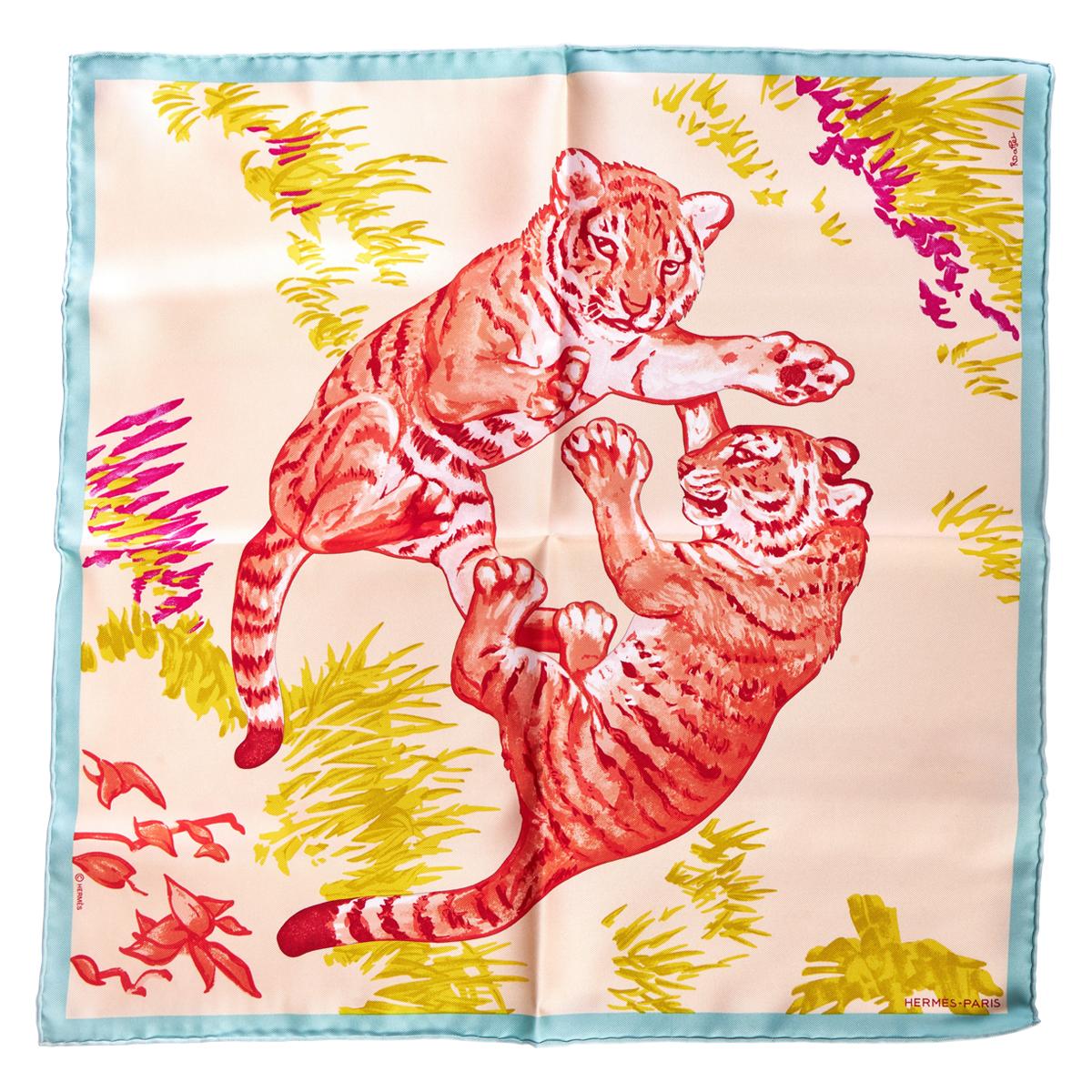 Hermes Scarf Tiger Cubs Small Square