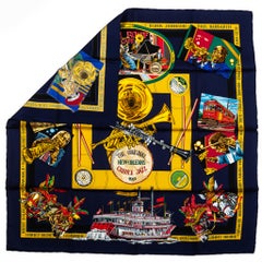 New Hermes Navy Orleans Silk Scarf