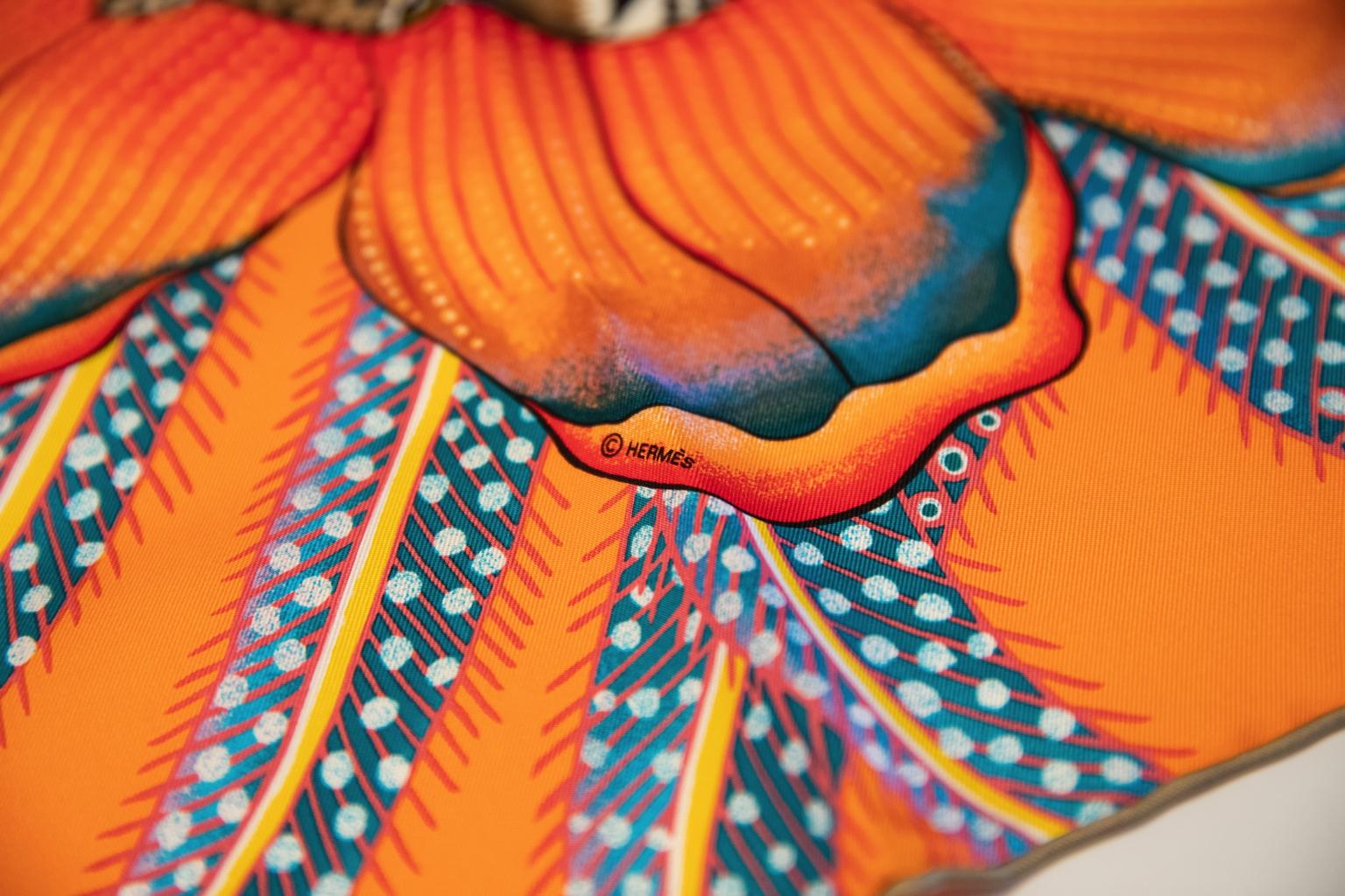 Women's New Hermès Orange Baobab Silk Gavroche Scarf in Box