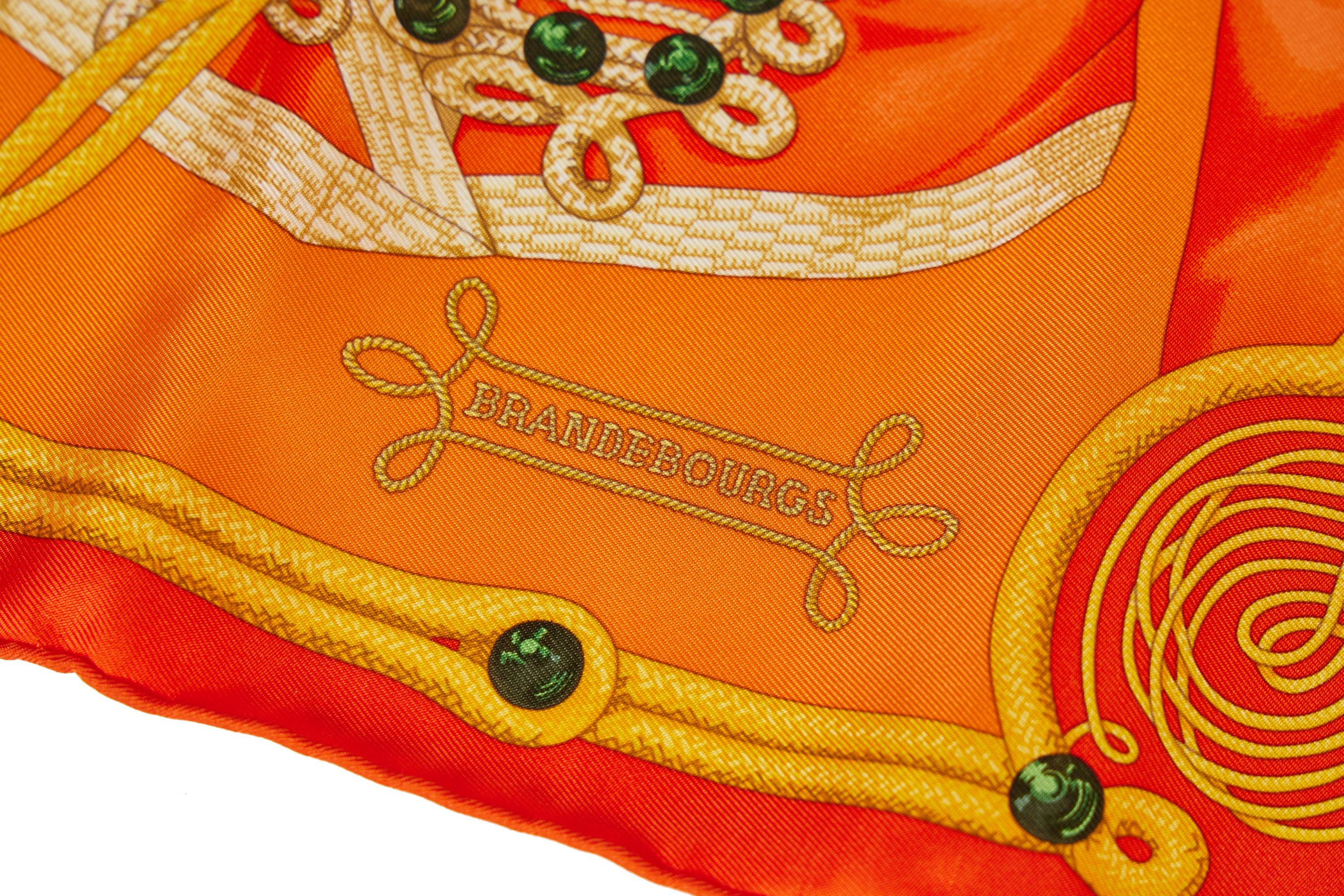 Women's New Hermès Orange Brandebourg Gavroche Scarf