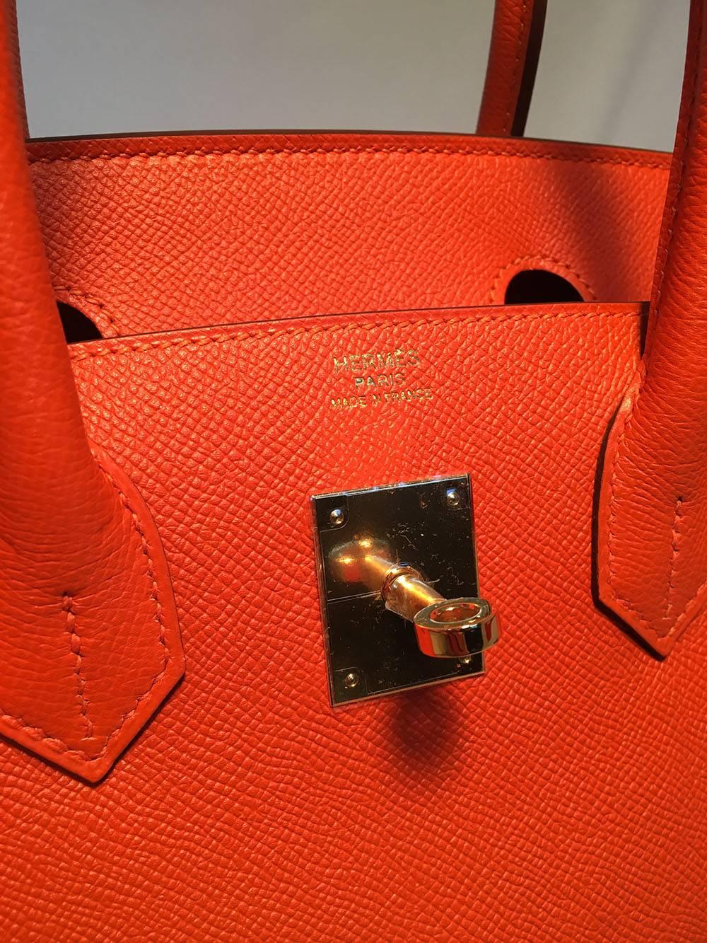 NEW Hermes Orange Veau Grain Lisse 30cm GHW Birkin Bag 2017 2