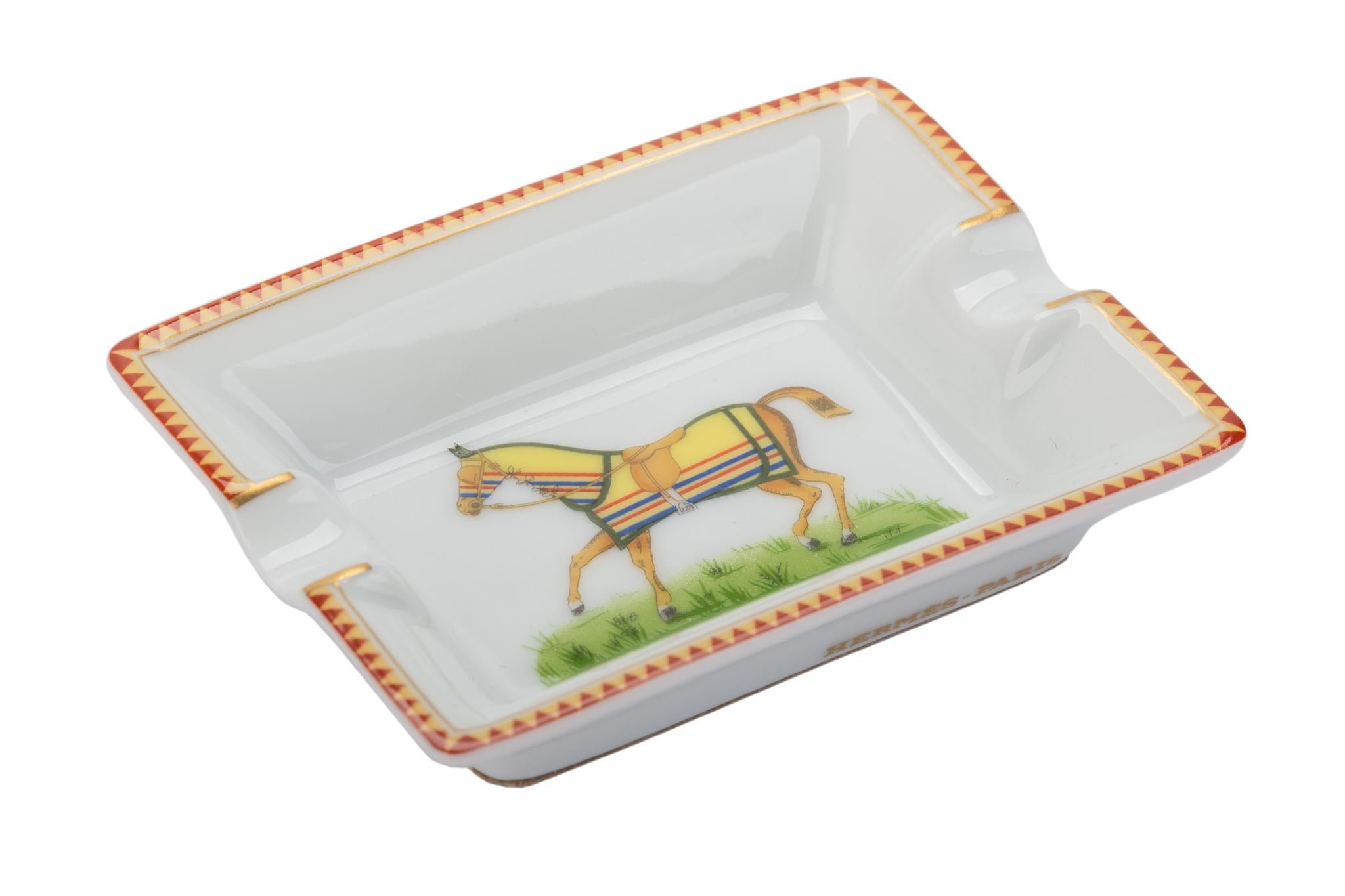 New Hermes Pair Horse Small Ashtrays in Box In New Condition In West Hollywood, CA