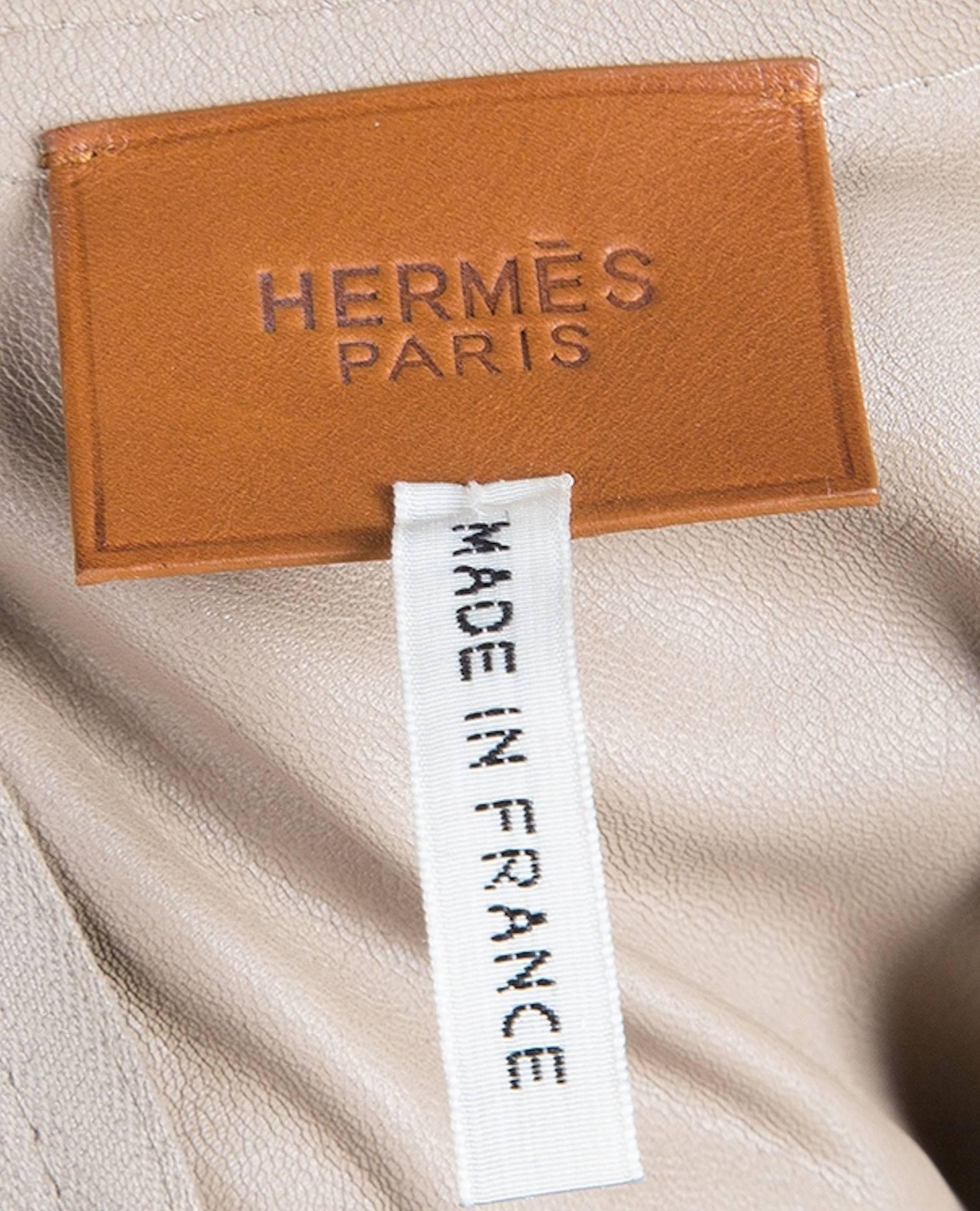 Women's NEW Hermès Paris Taupe Suede Leather Shift Dress 36 For Sale