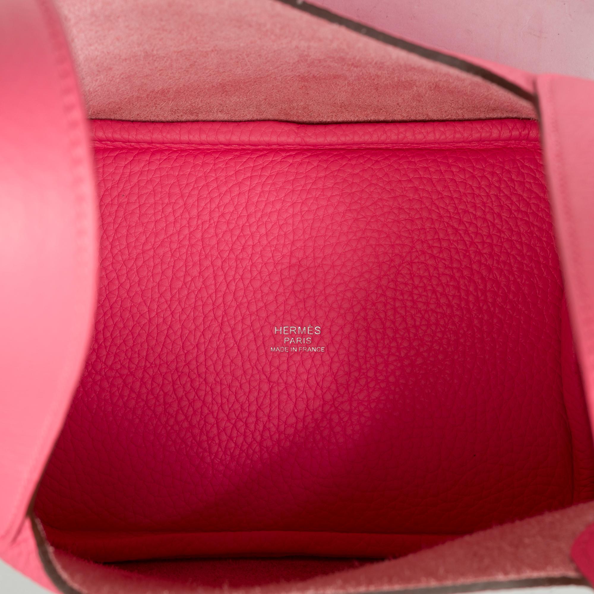 New Hermes Picotin Lock 18 handbag in Rose Azalée Clemence leather , PHW 5