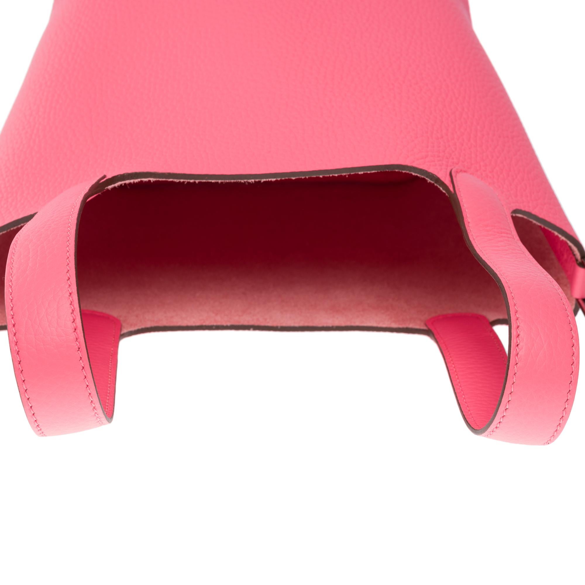 New Hermes Picotin Lock 18 handbag in Rose Azalée Clemence leather , PHW 6