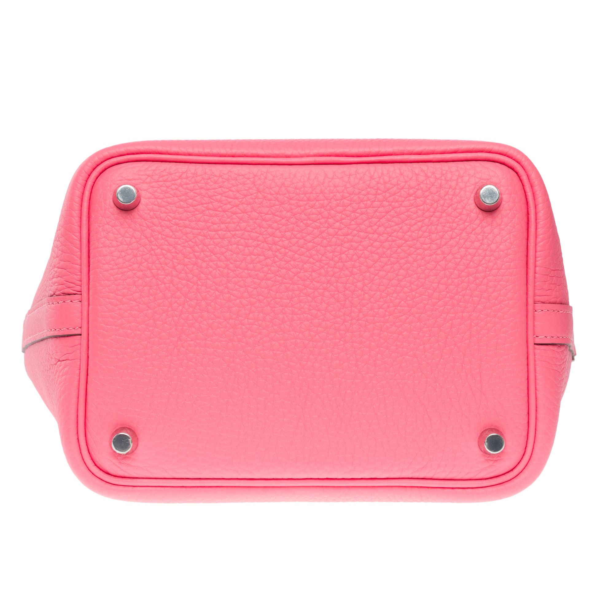 New Hermes Picotin Lock 18 handbag in Rose Azalée Clemence leather , PHW 7