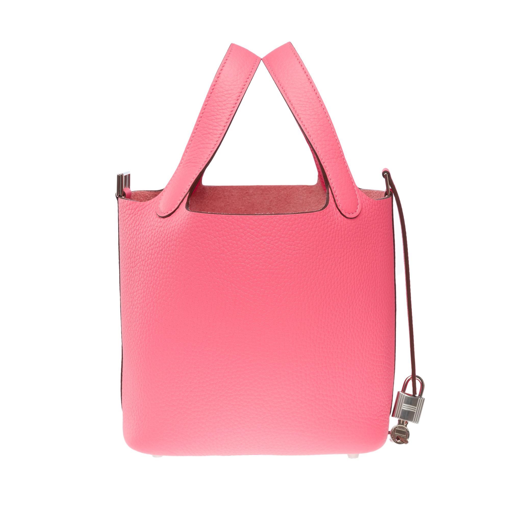 New Hermes Picotin Lock 18 handbag in Rose Azalée Clemence leather , PHW In New Condition In Paris, IDF