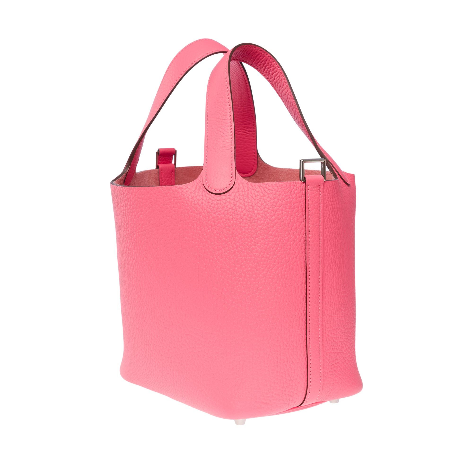 Women's New Hermes Picotin Lock 18 handbag in Rose Azalée Clemence leather , PHW