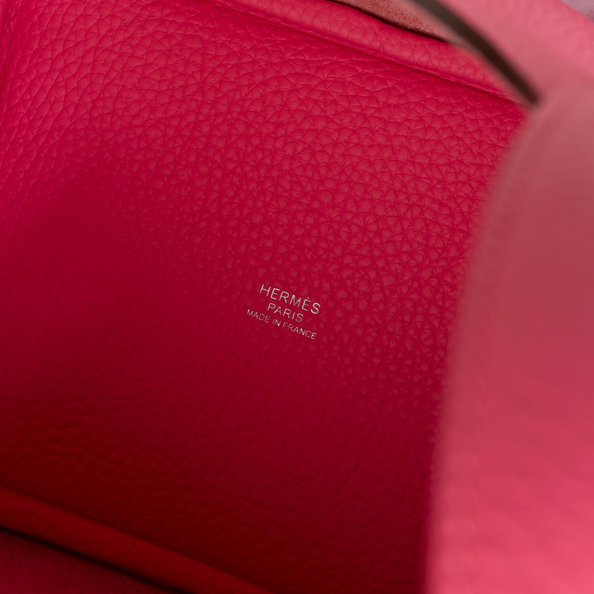 New Hermes Picotin Lock 18 handbag in Rose Azalée Clemence leather , PHW 2