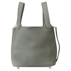 Nouveau Hermès Picotin 18 Lock en cuir Gris Meyer Taurillon Clémence , GHW