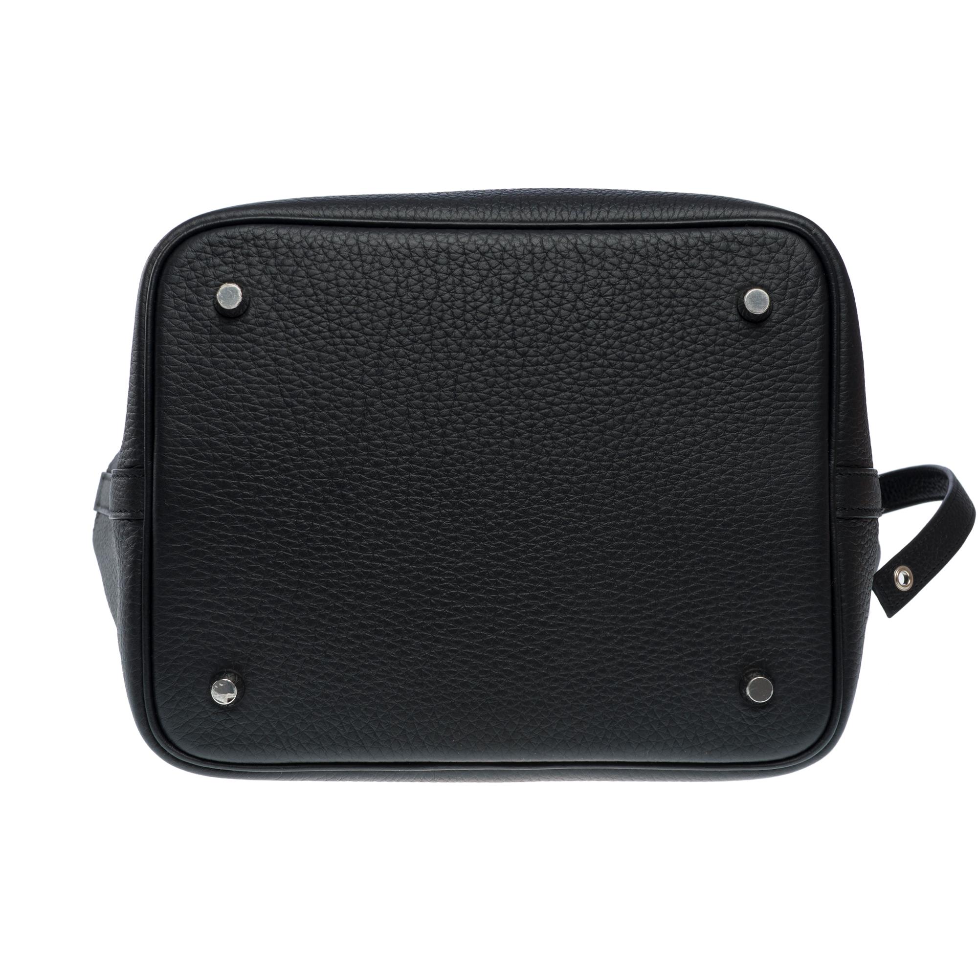 New Hermès Picotin 22 in Black Taurillon Clemence leather , PHW 7