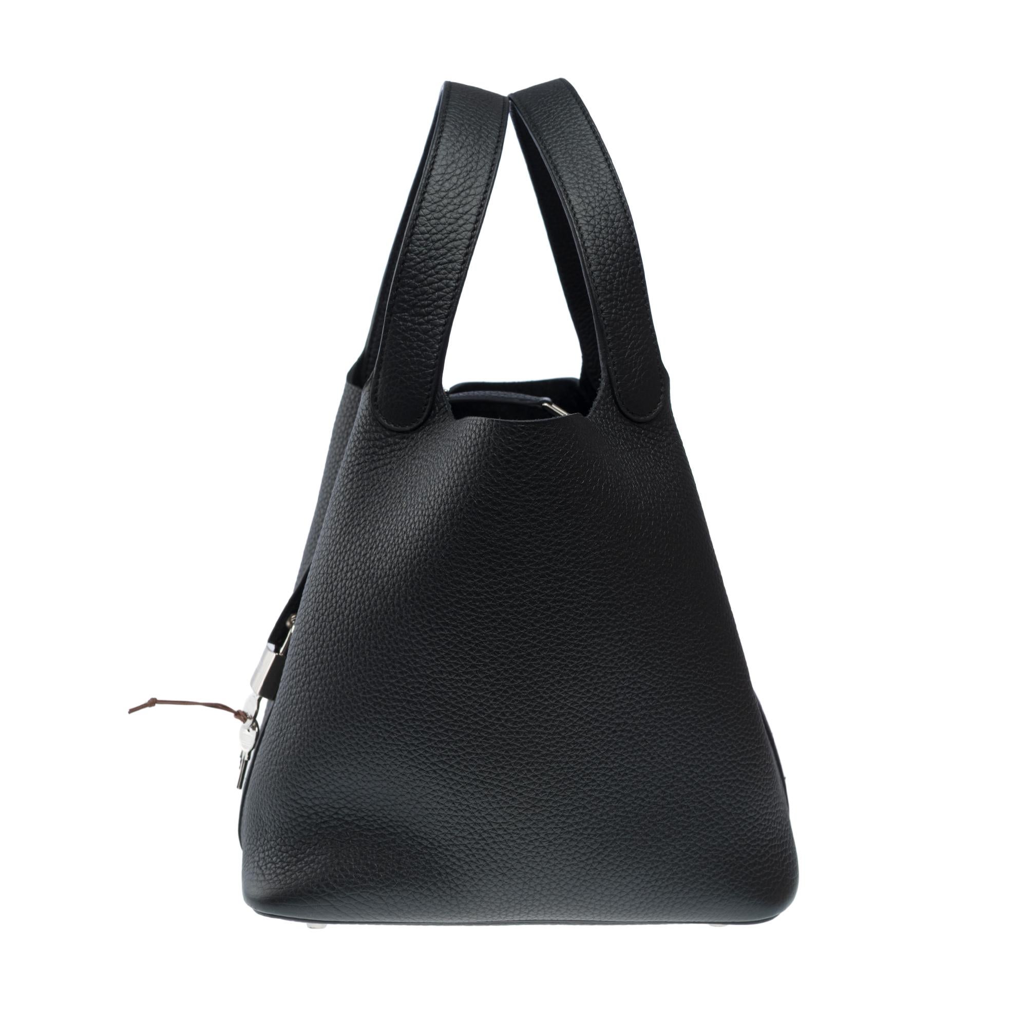 New Hermès Picotin 22 in Black Taurillon Clemence leather , PHW In New Condition In Paris, IDF