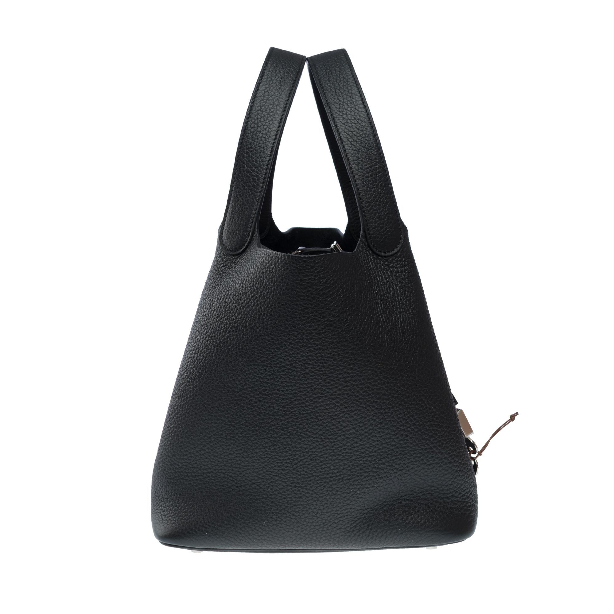 Women's New Hermès Picotin 22 in Black Taurillon Clemence leather , PHW