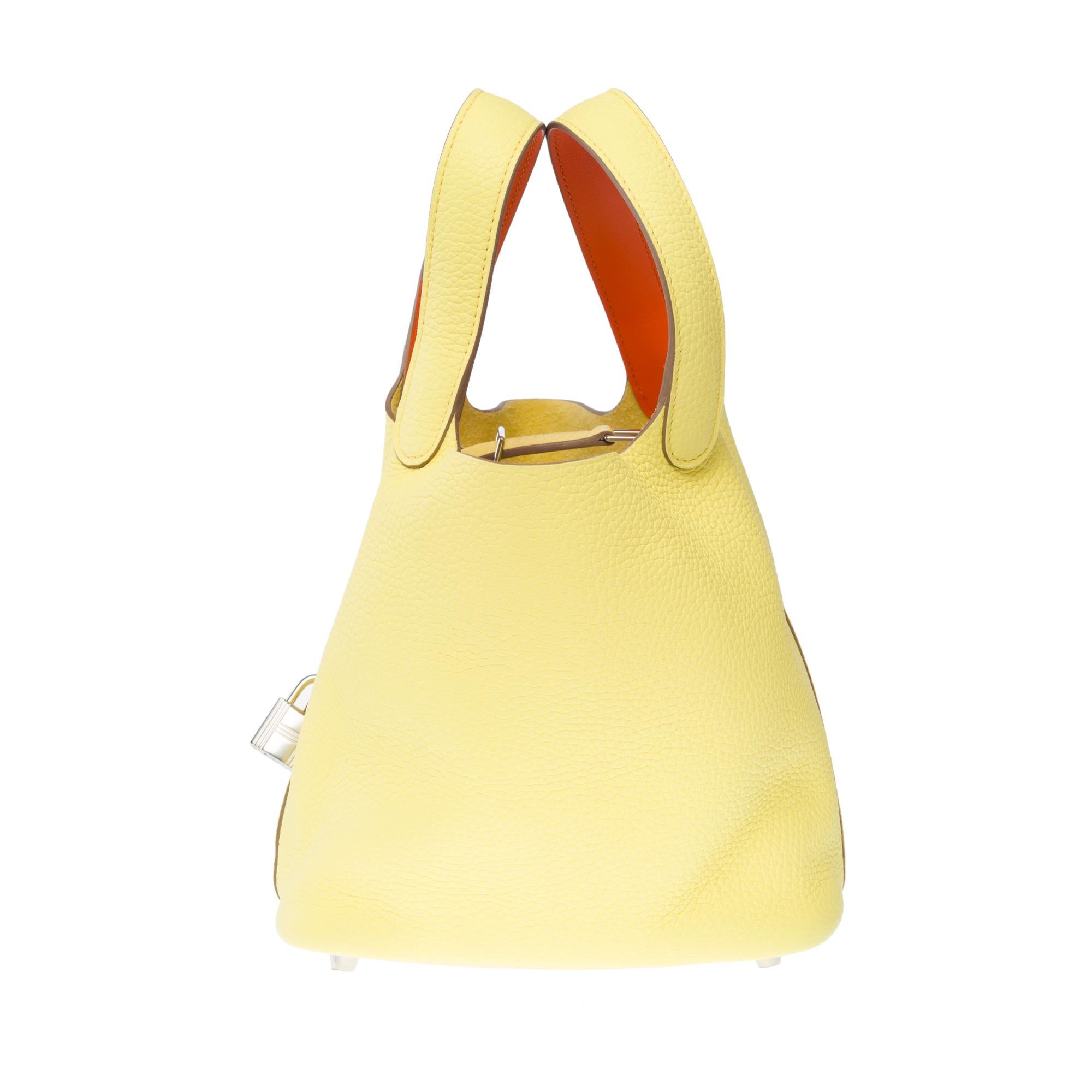 Women's New Hermès Picotin Lock 18 Eclat in Limoncello Taurillon Clemence leather , SHW For Sale