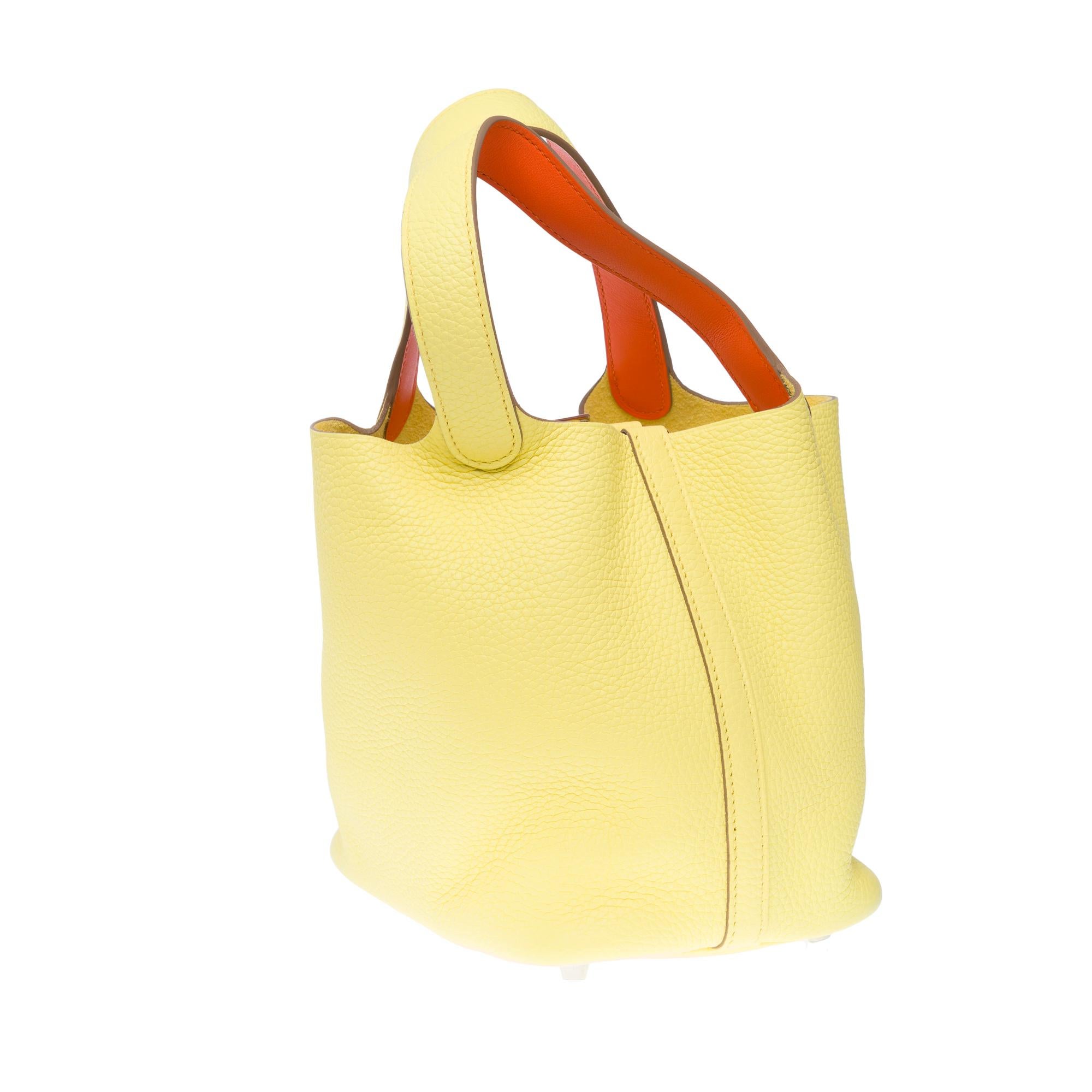 New Hermès Picotin Lock 18 Eclat in Limoncello Taurillon Clemence leather , SHW For Sale 2