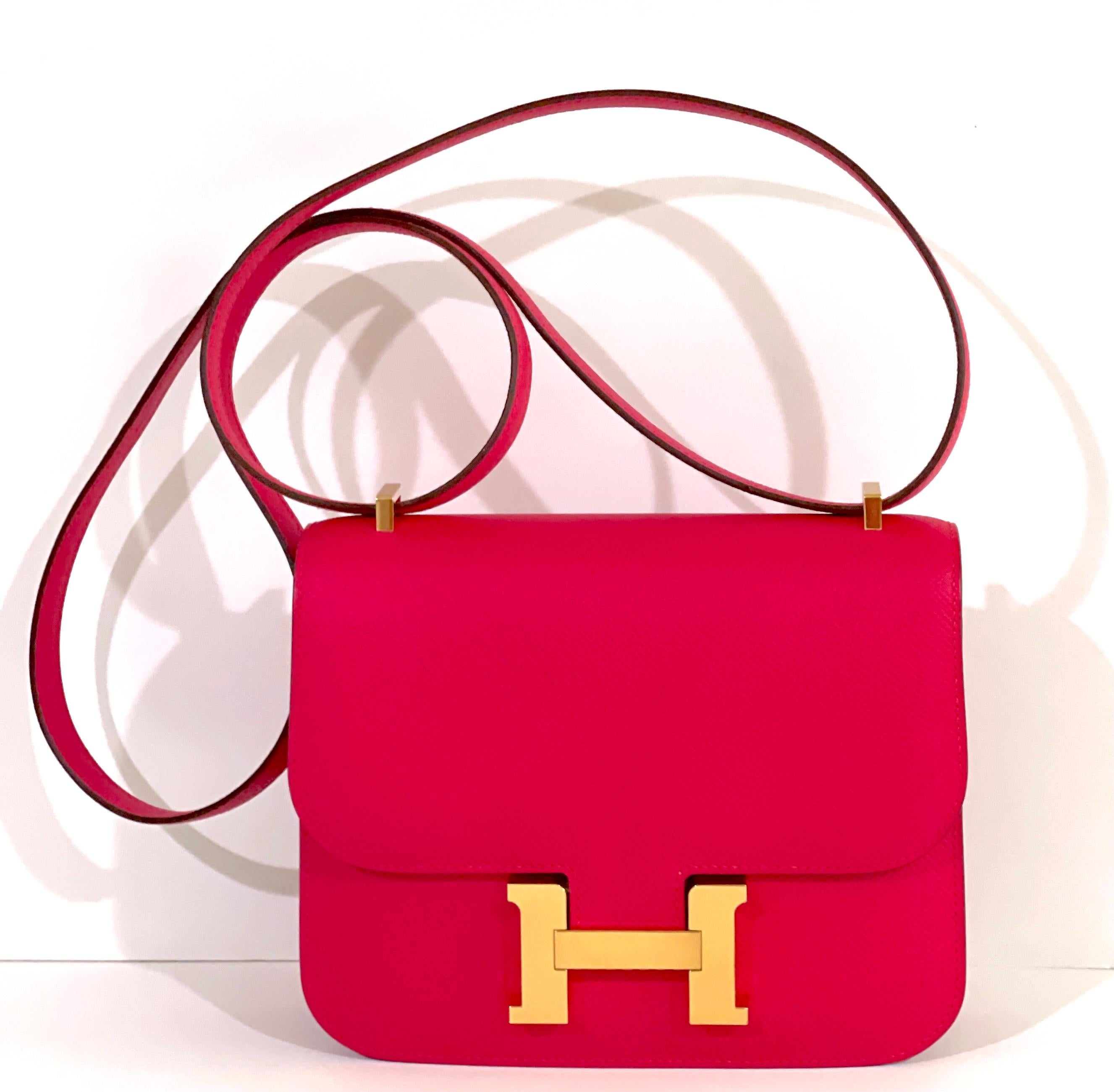 HERMES CONSTANCE BAG
Size 18cm
The mini size, the most popular size
Rose Extreme Epsom Leather
One of the newest colors, and highly collected
Gold Hardware
Brand new 
Plastic on the Hardware

COLLECTION Y
Storefresh




Comes ready for gift giving,