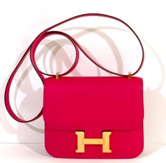 NEW HERMES Pink Rose Extreme CONSTANCE 18 19 MINI EPSOM BAG HANDBAG PURSE
